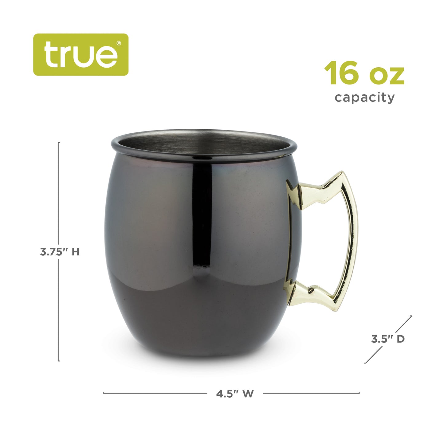 Black Moscow Mules with Gold True (Set of 2)