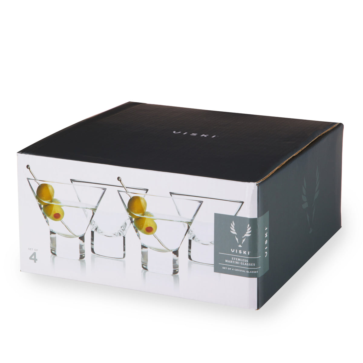 Raye Heavy Base Crystal Stemless Martini Glasses Viski®