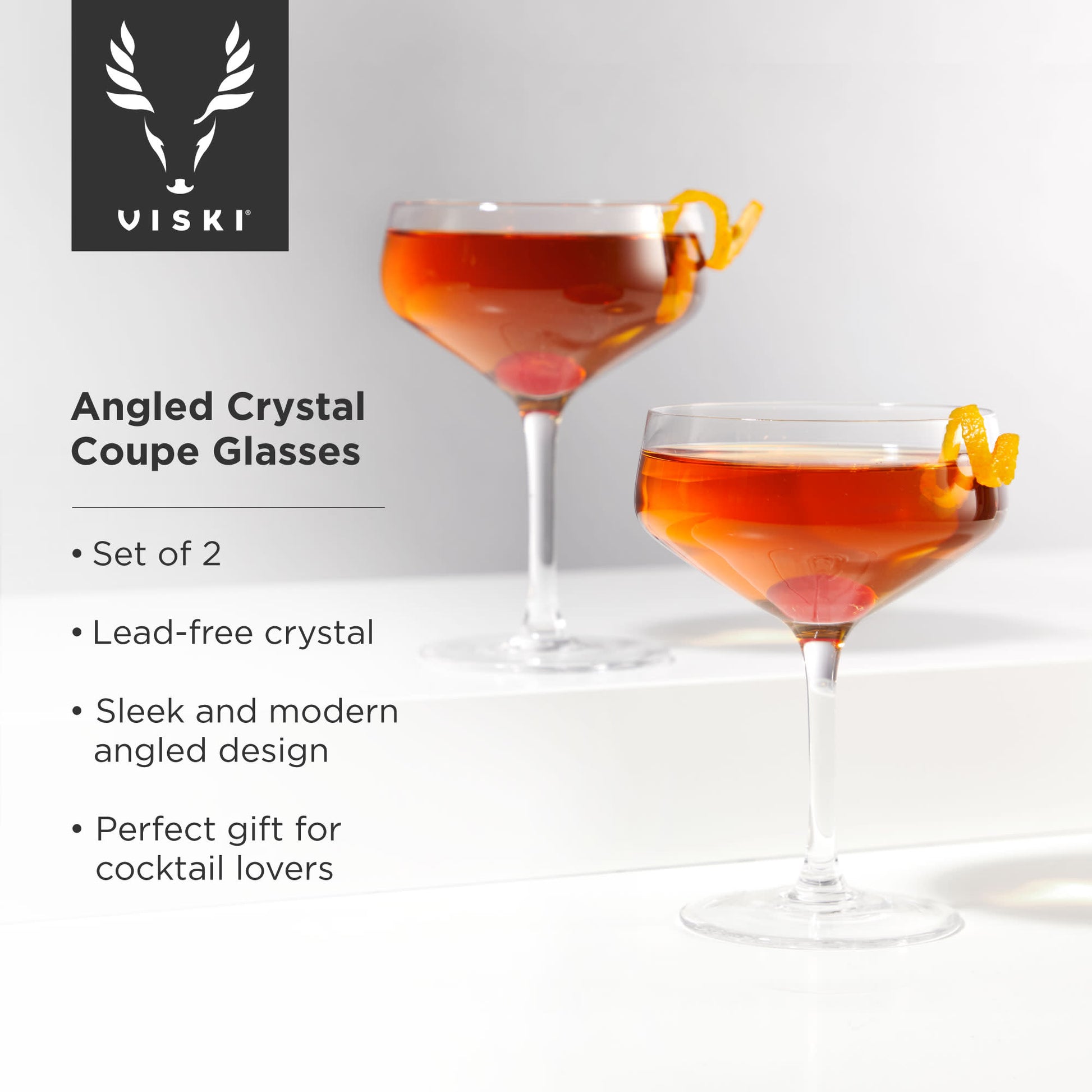 Raye Crystal Angled Coupe Glasses Viski® (Set of 2)