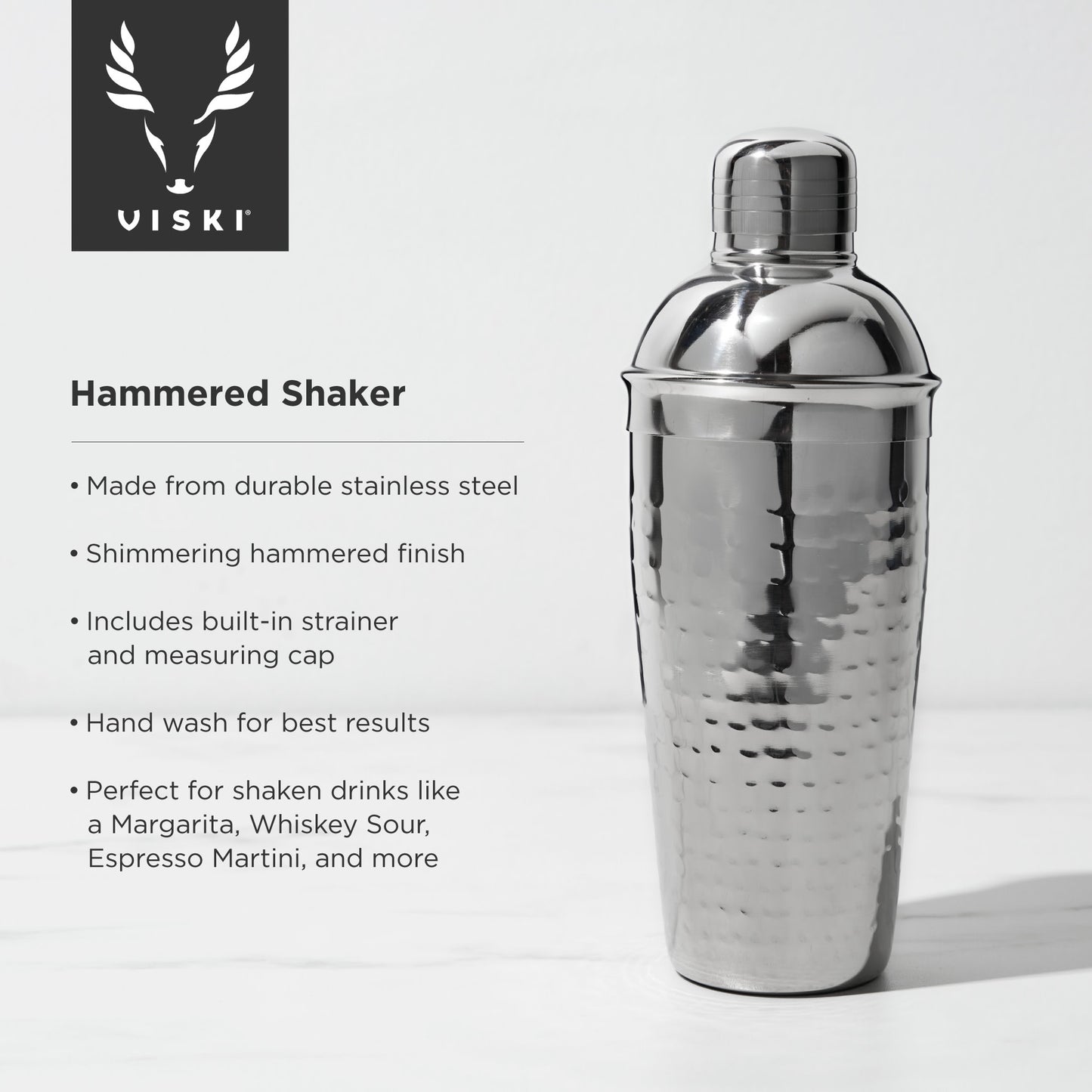 Irving 24 oz Hammered Stainless Steel Cocktail Shaker by Viski | Barsonist