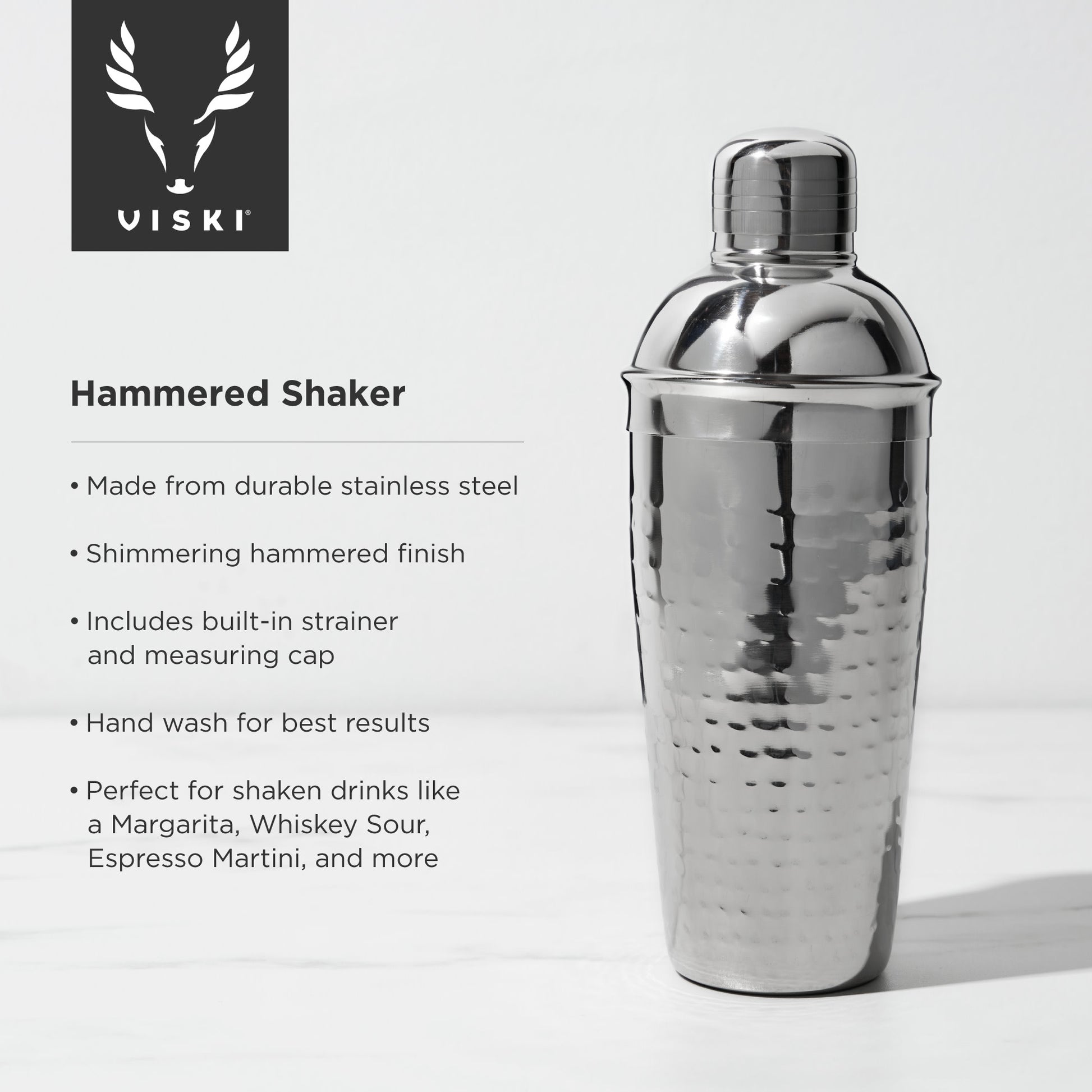 Irving 24 oz Hammered Stainless Steel Cocktail Shaker by Viski | Barsonist