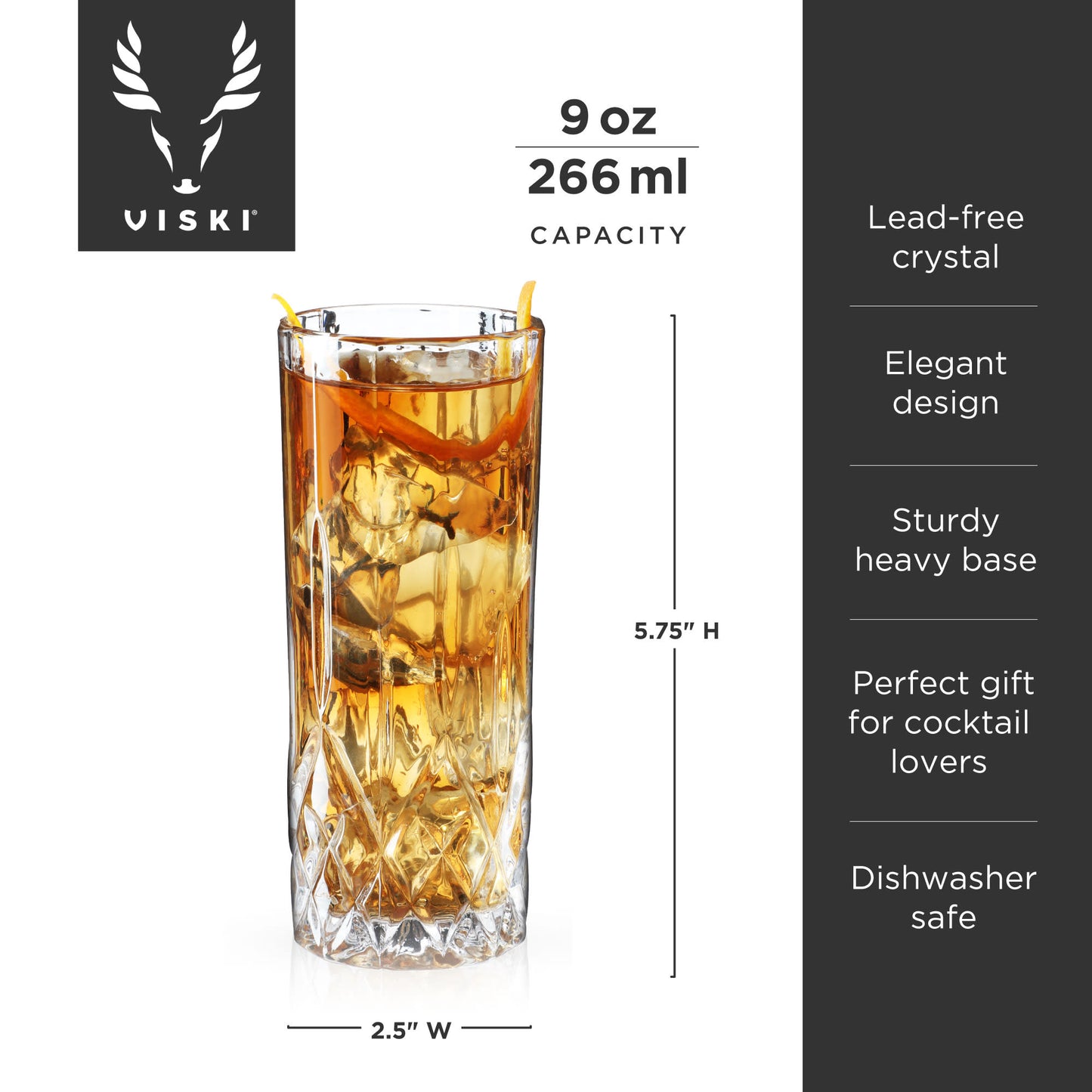 Admiral Crystal Highball Glasses by Viski, Set of 4 | Barsonist