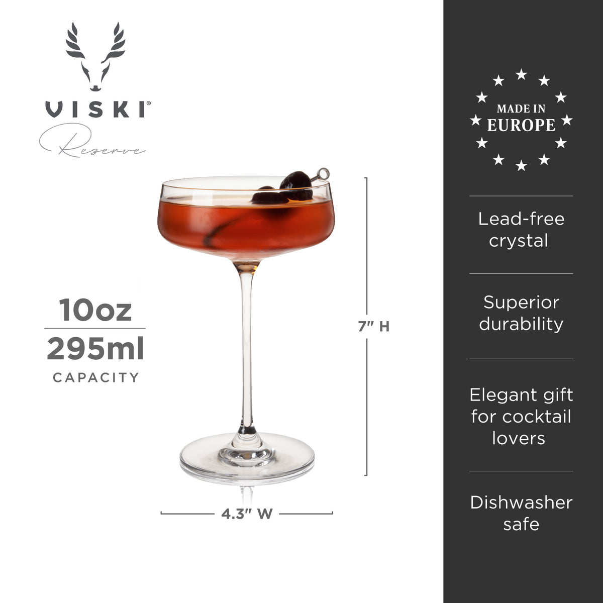 Reserve Julien Crystal Coupe Glasses Viski® (Set of 4)