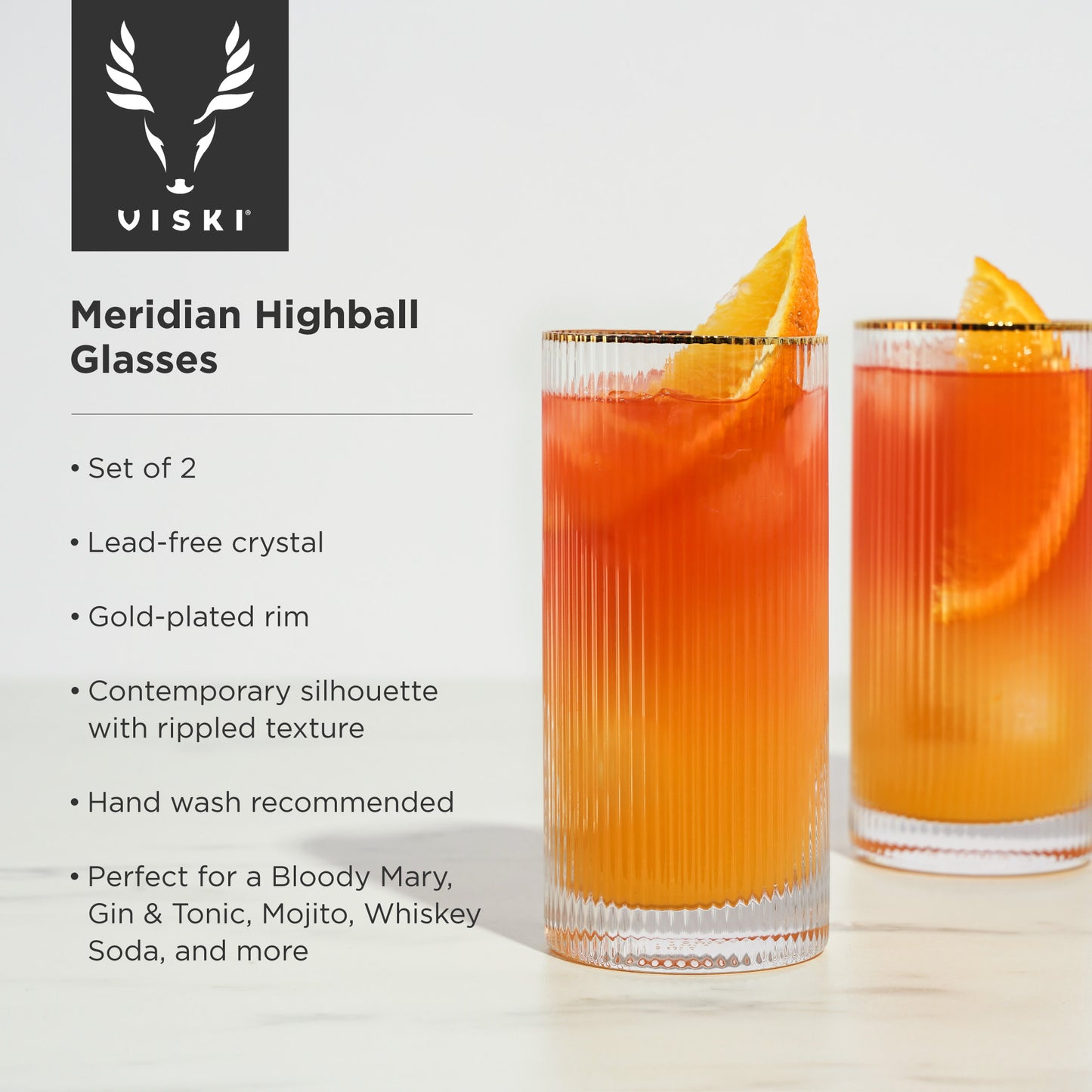 Meridian Crystal Highball Glasses Viski® (Set of 2)