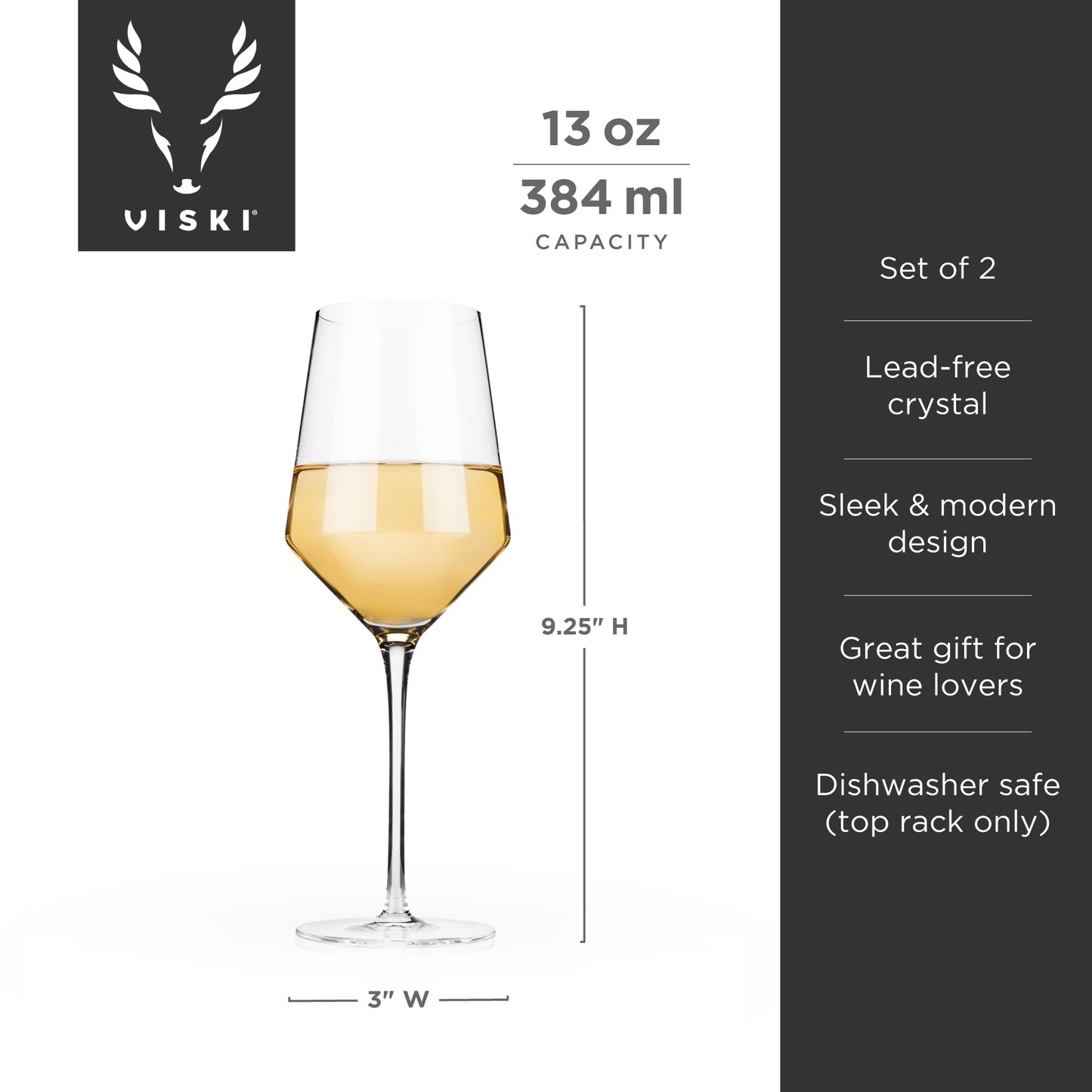 Raye Crystal Angled Chardonnay Glasses Viski® (Set of 2)