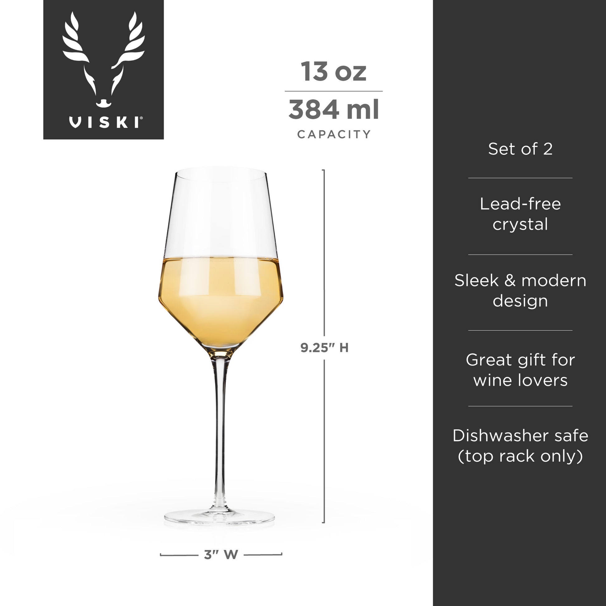 Raye Crystal Angled Chardonnay Glasses Viski® (Set of 2)