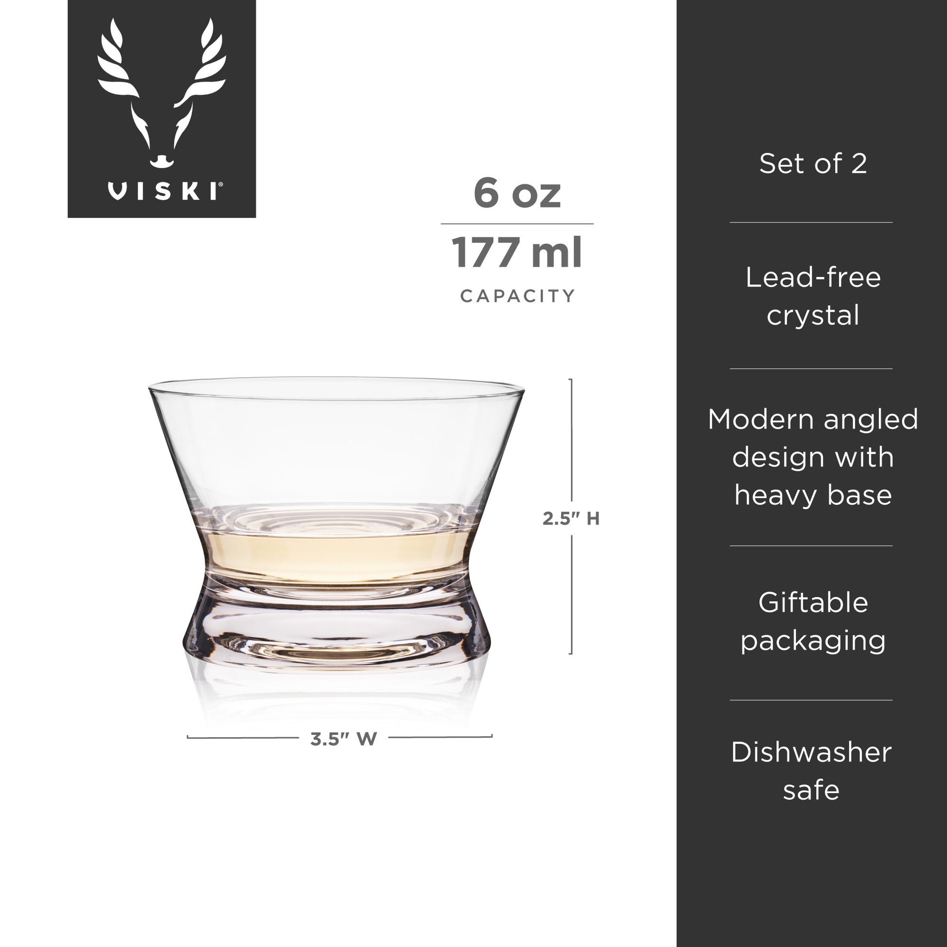 Raye Crystal Tequila Tasting Glasses Viski® (Set of 2)