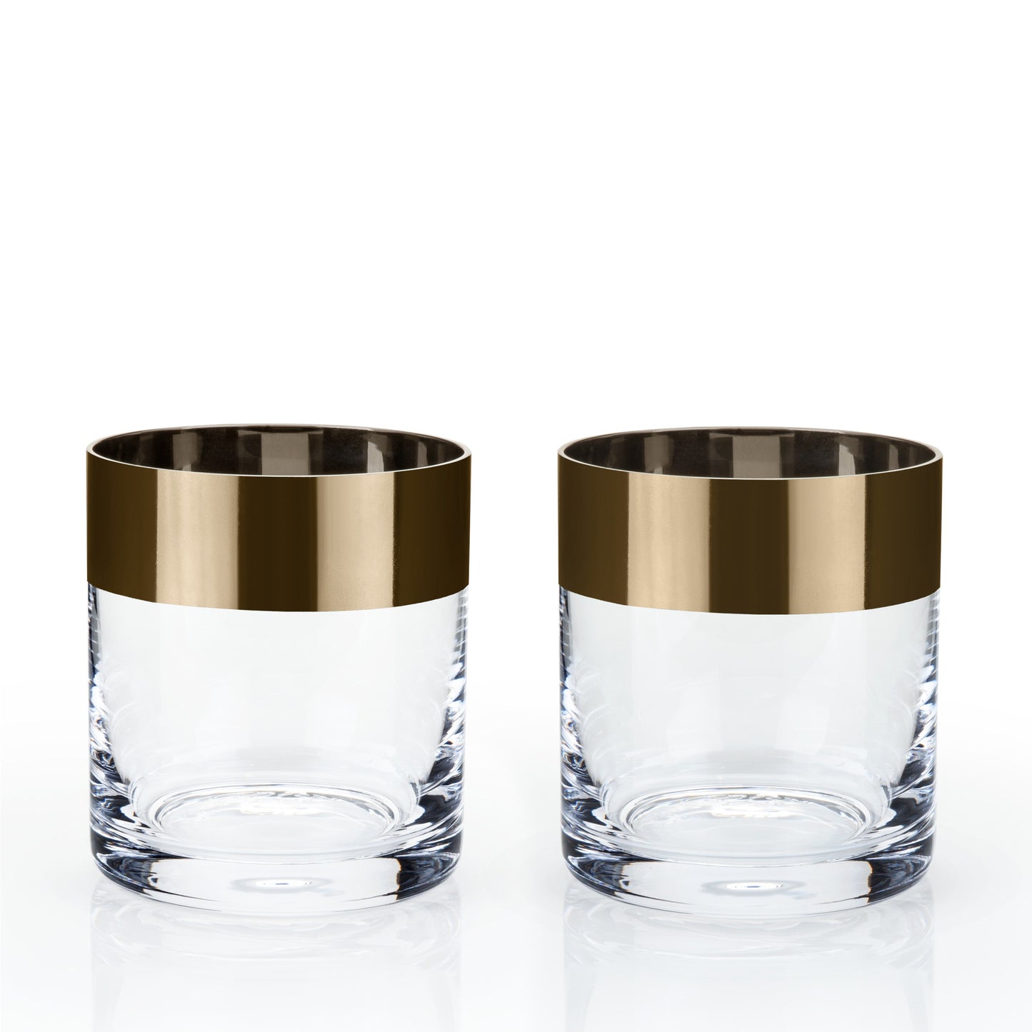 Irving Crystal Bronze Rim Rocks Glasses Viski® (Set of 2)