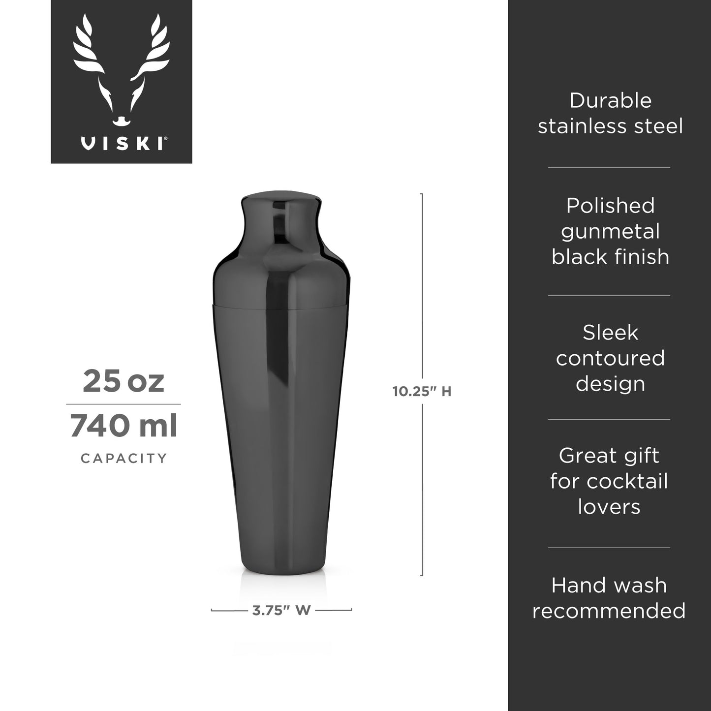Parisian 25 Oz Gunmetal Cocktail Shaker Viski®