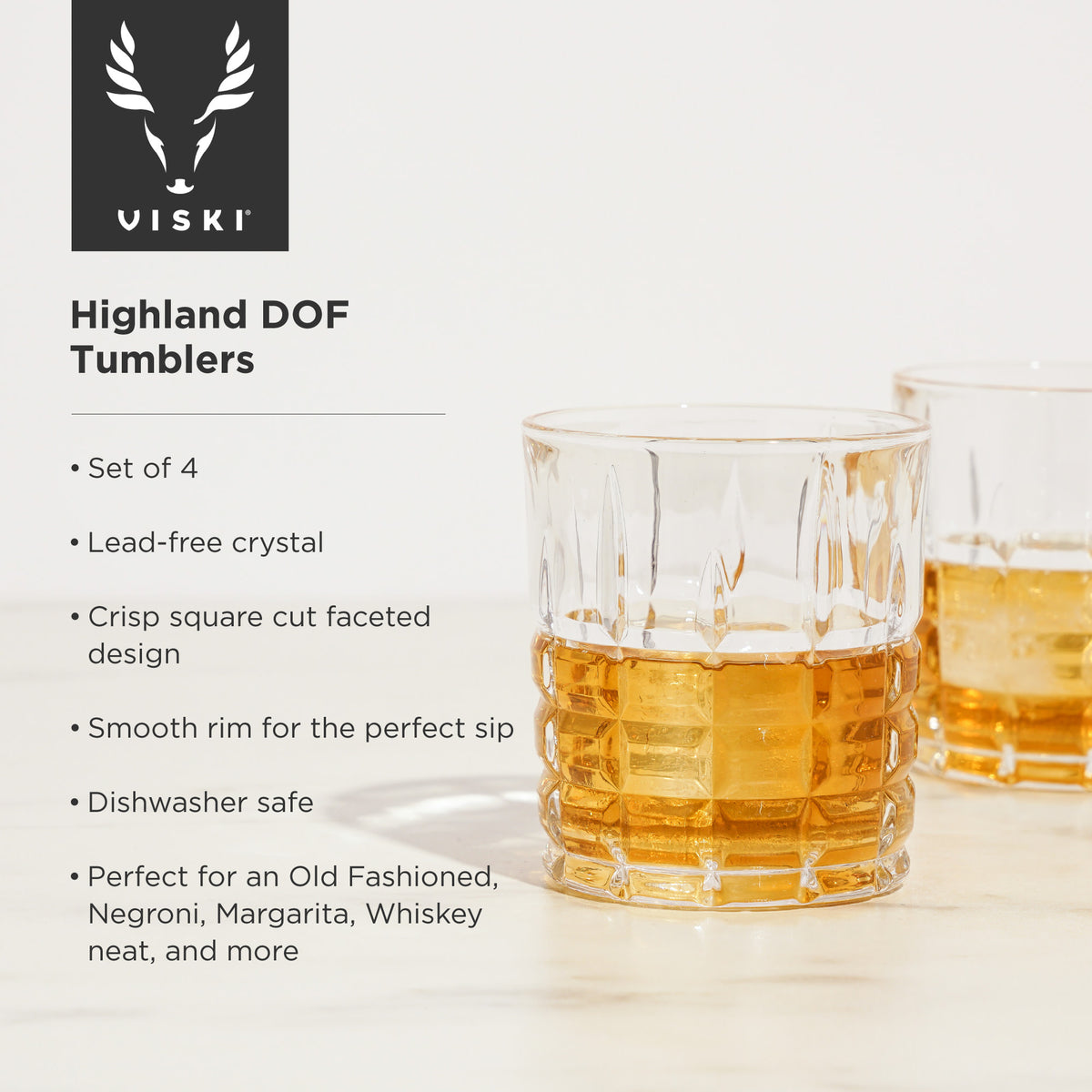 Highland Crystal Rocks Glasses Viski® (Set of 4)
