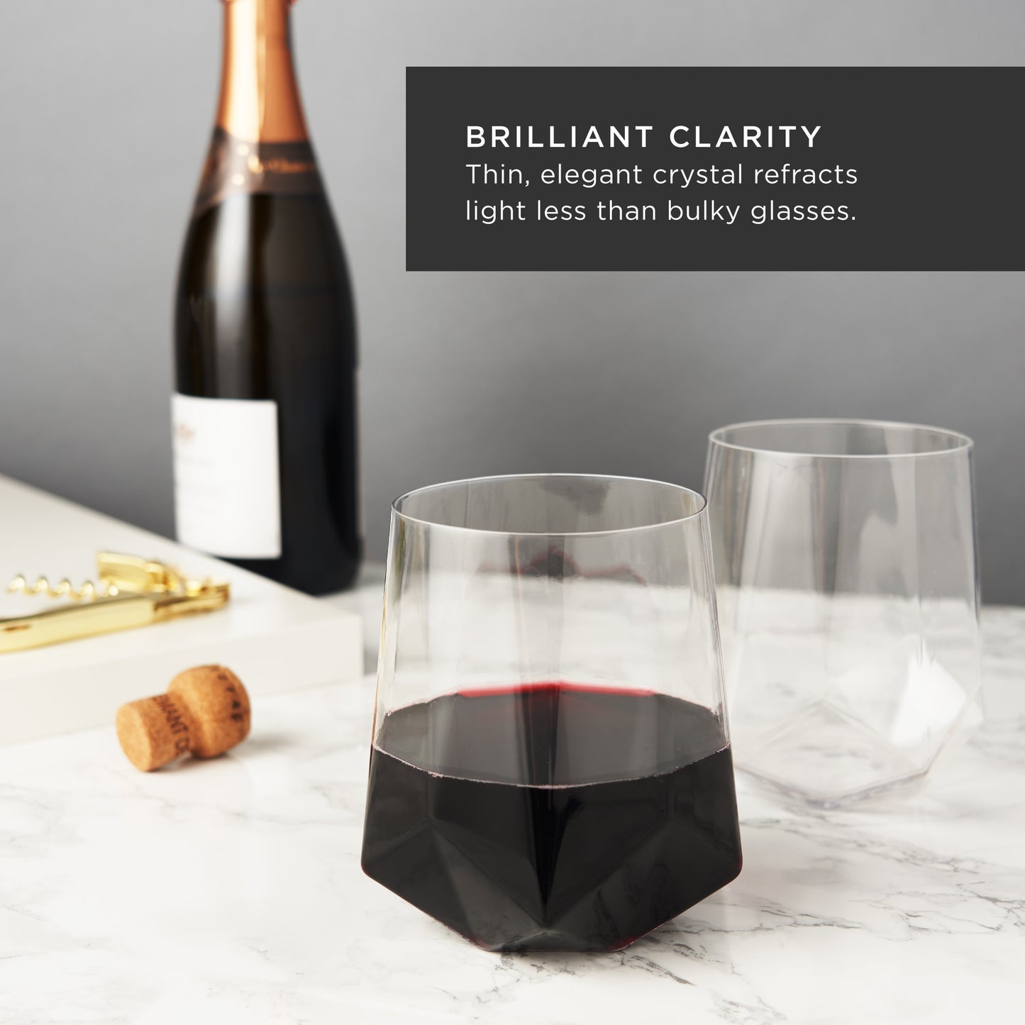 Seneca Crystal Faceted Wine Glasses Viski® (Set of 2)