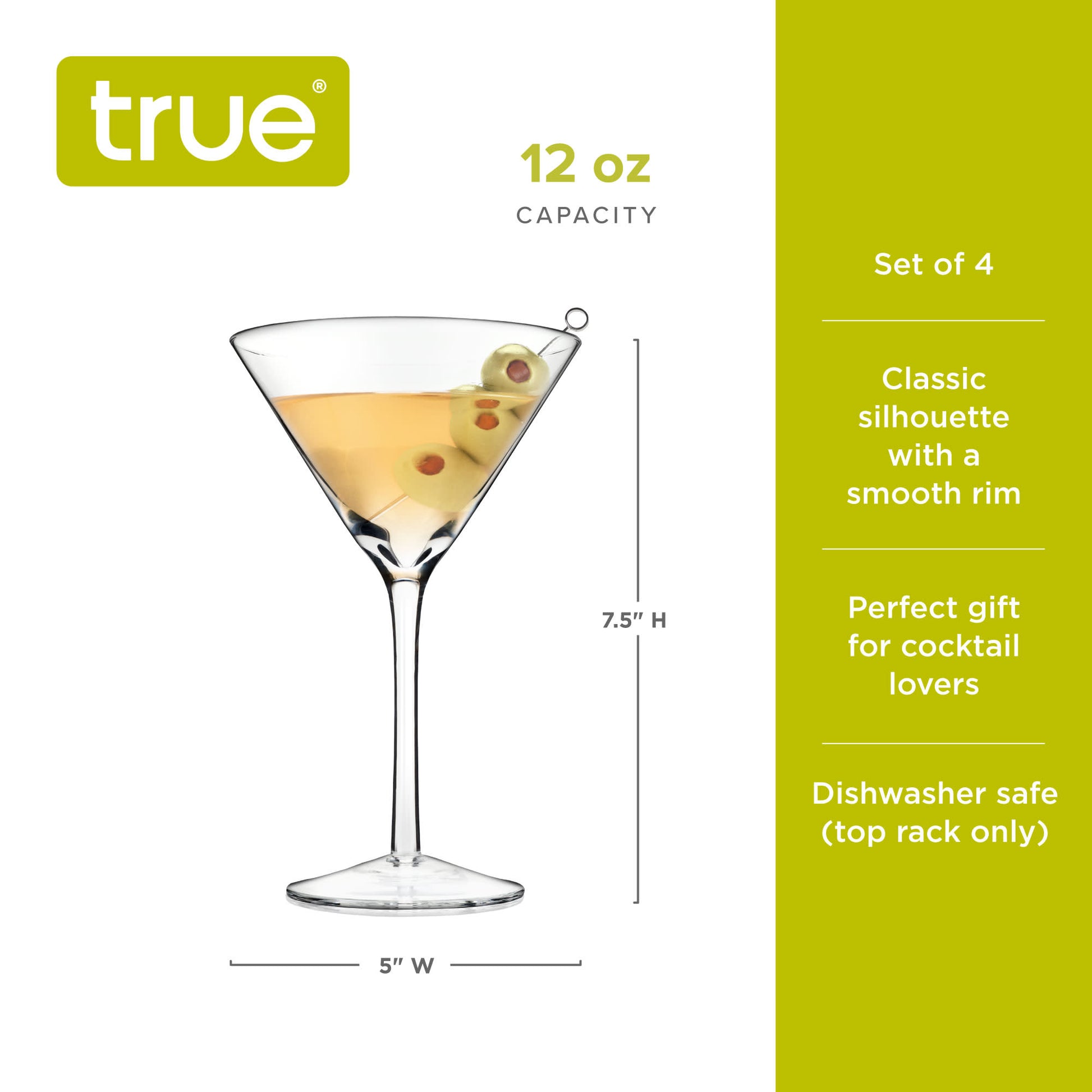 Manhattan Martini Glasses, Set of 4 by True
