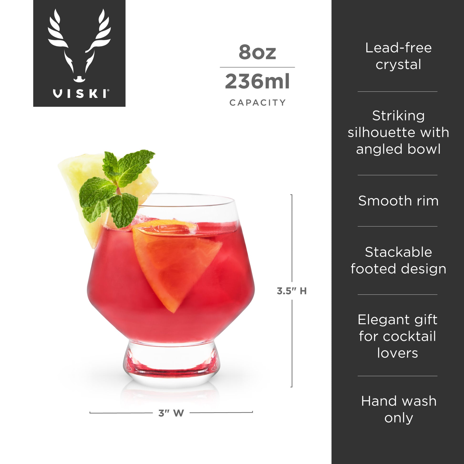 Raye Footed Crystal Punch Glasses by Viski, Set of 2 | Barsonist
