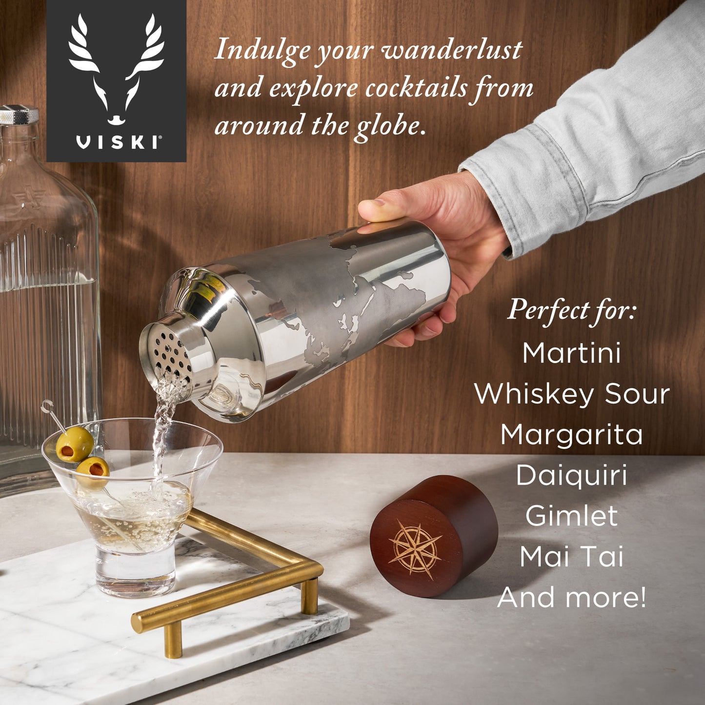 Globe 32 Oz Stainless Steel Cocktail Shaker Viski®