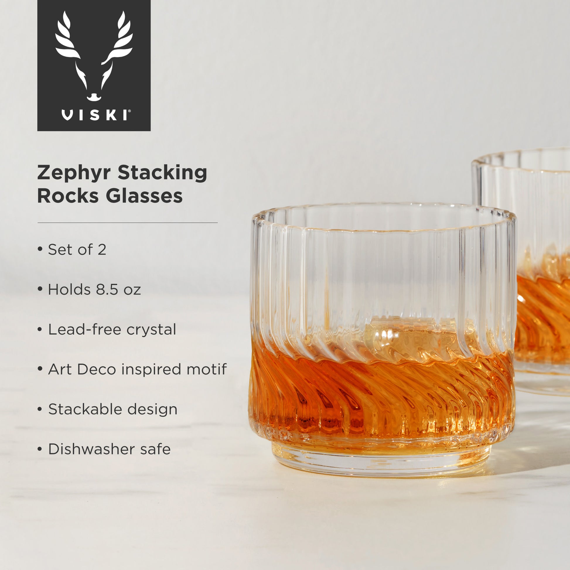 Zephyr Crystal Lowball Tumblers Viski® (Set of 2)