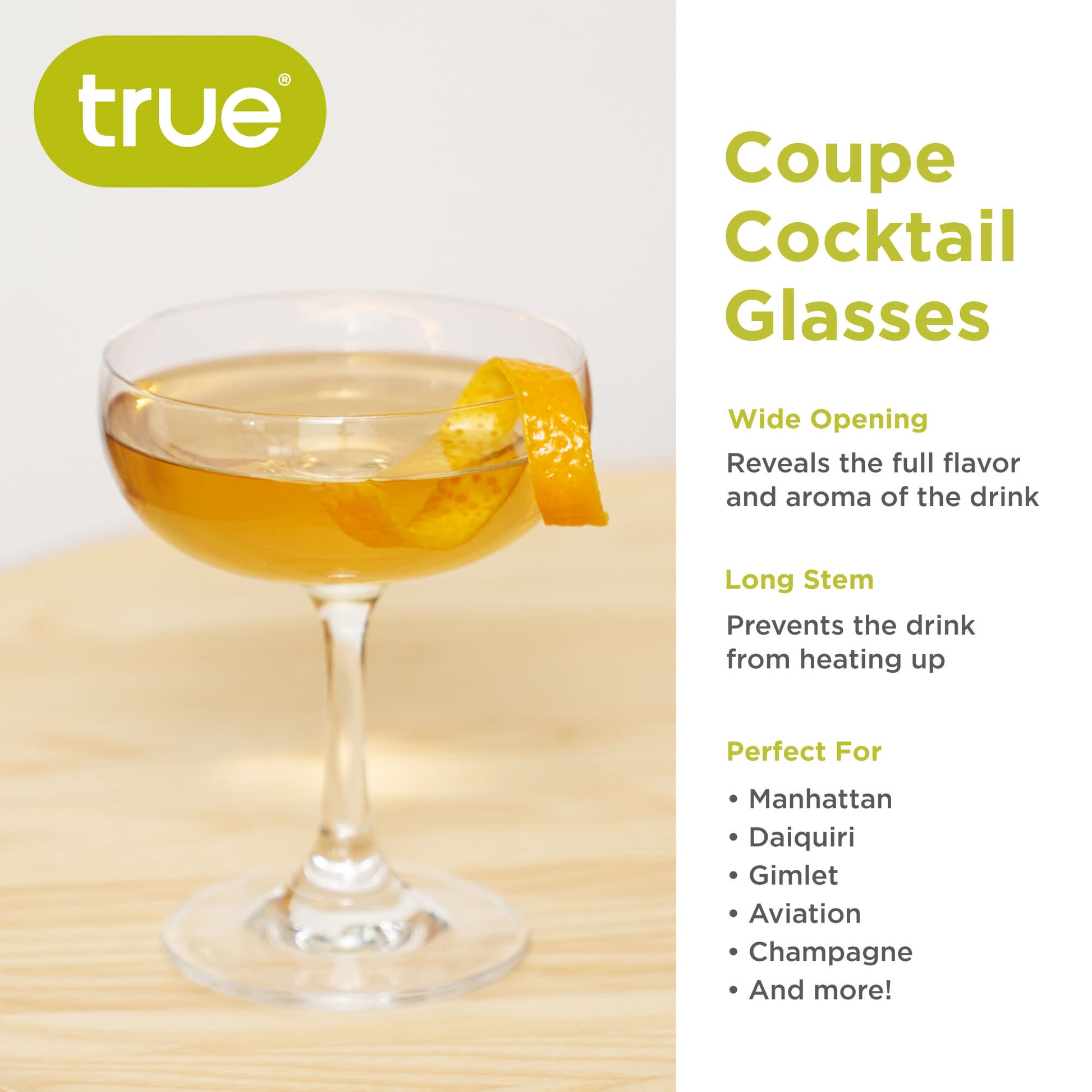 7 oz Coupe Glasses, Set of 4 by True