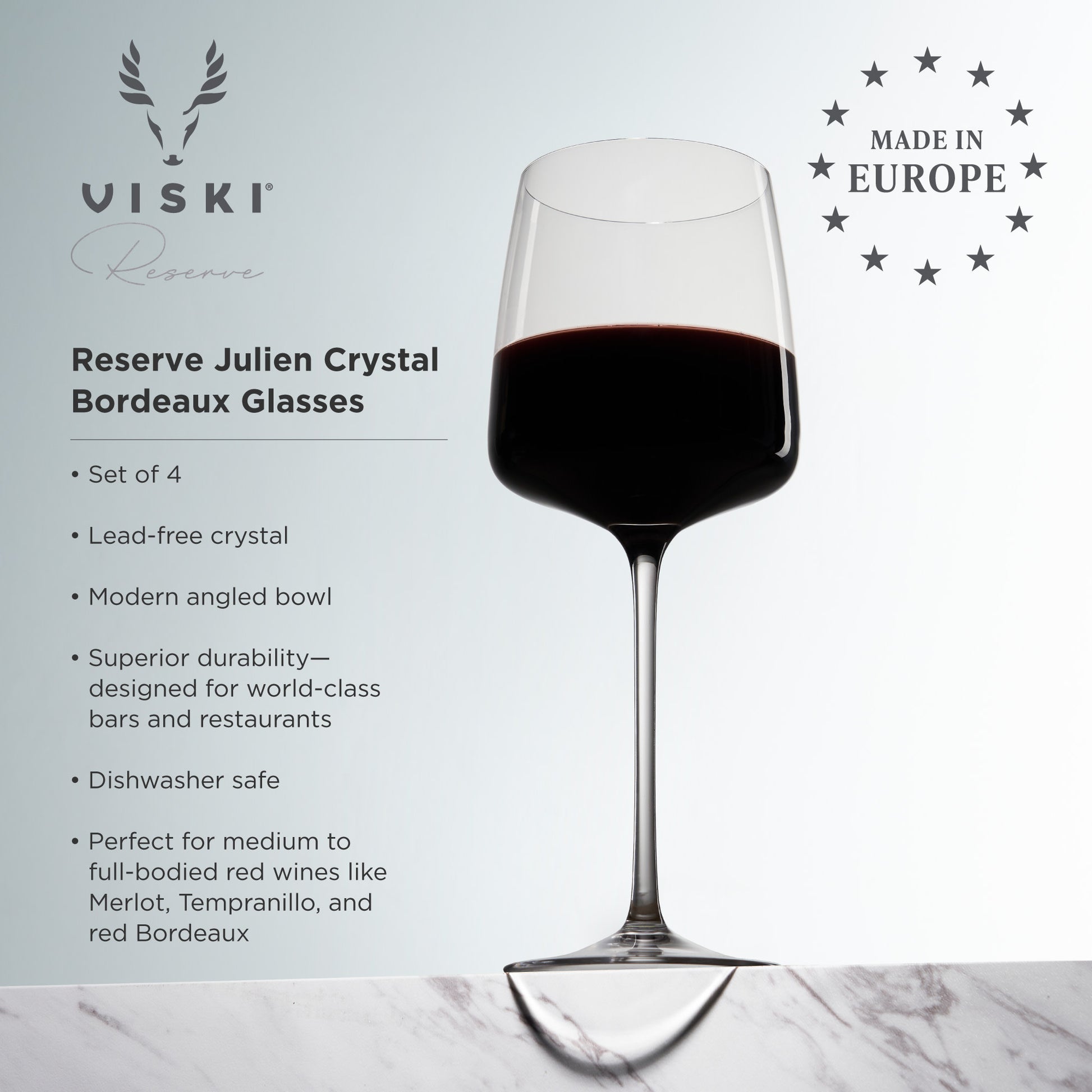 Reserve Julien Crystal Bordeaux Glasses Viski® (Set of 4)