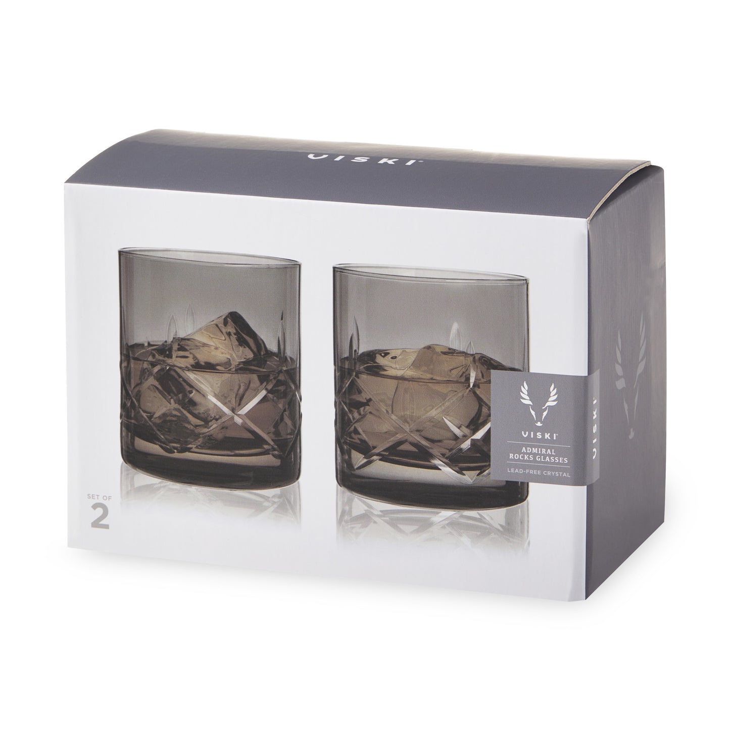 Admiral Cut Crystal Smoke Rocks Glasses Viski® (Set of 2)