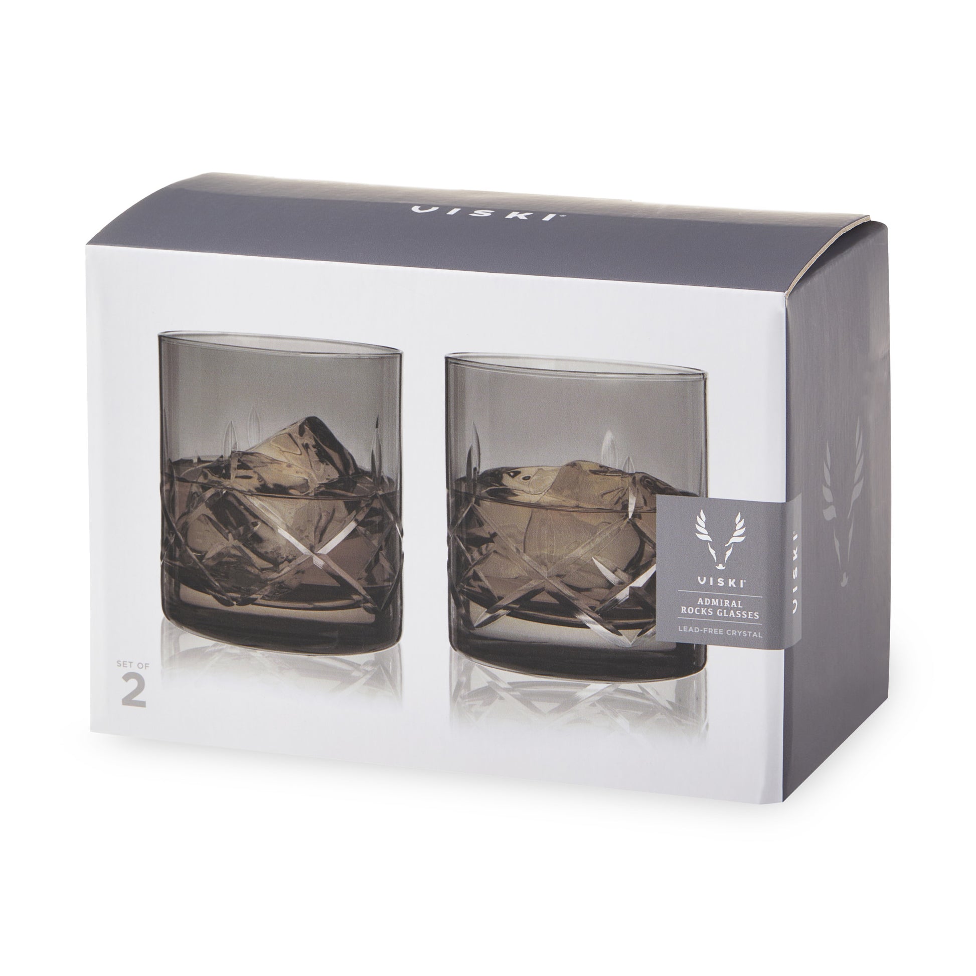 Admiral Cut Crystal Smoke Rocks Glasses Viski® (Set of 2)