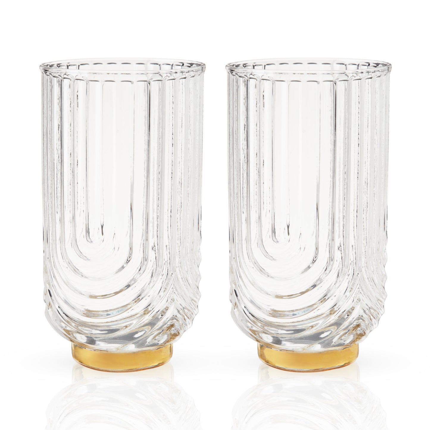 Deco Gatsby Crystal Highball Glasses Viski® (Set of 2)
