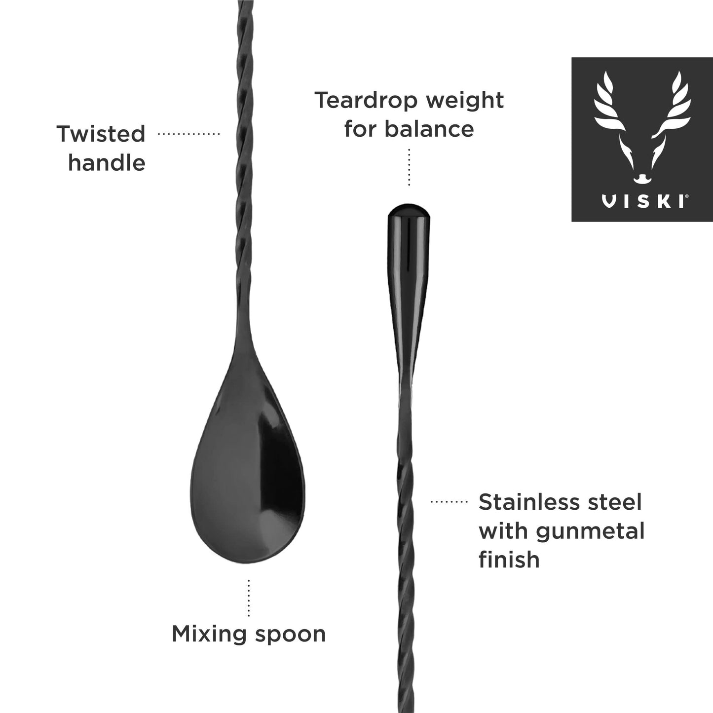 40 CM Gunmetal Weighted Barspoon Viski®