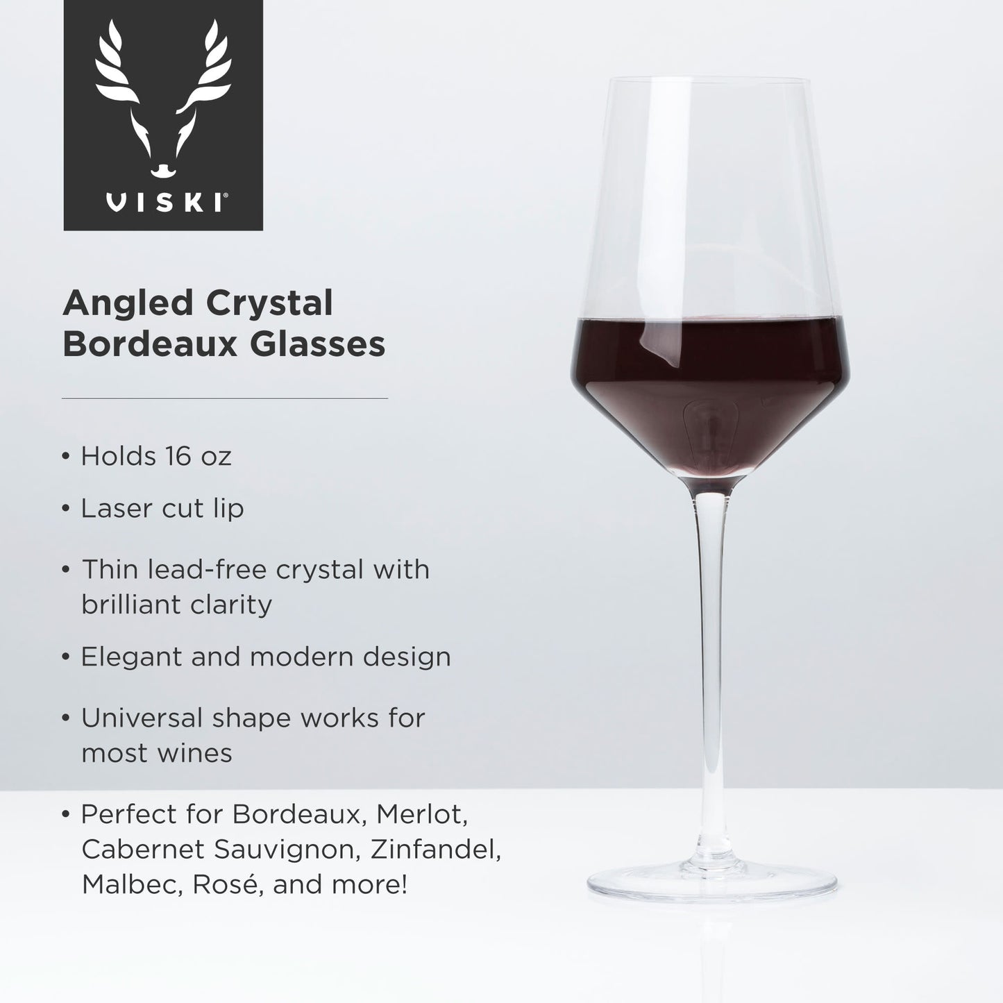 Raye Crystal Angled Bordeaux Glasses Viski® (Set of 2)
