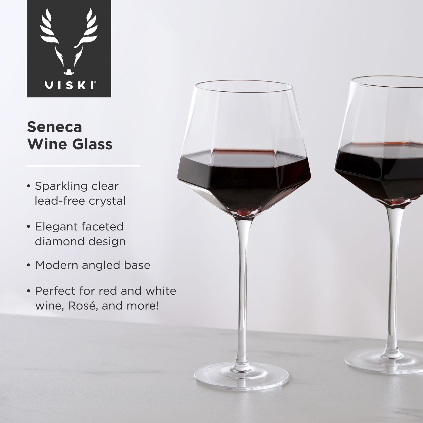 Seneca Crystal Wine Glasses by Viski, Set of 2 | Barsonist