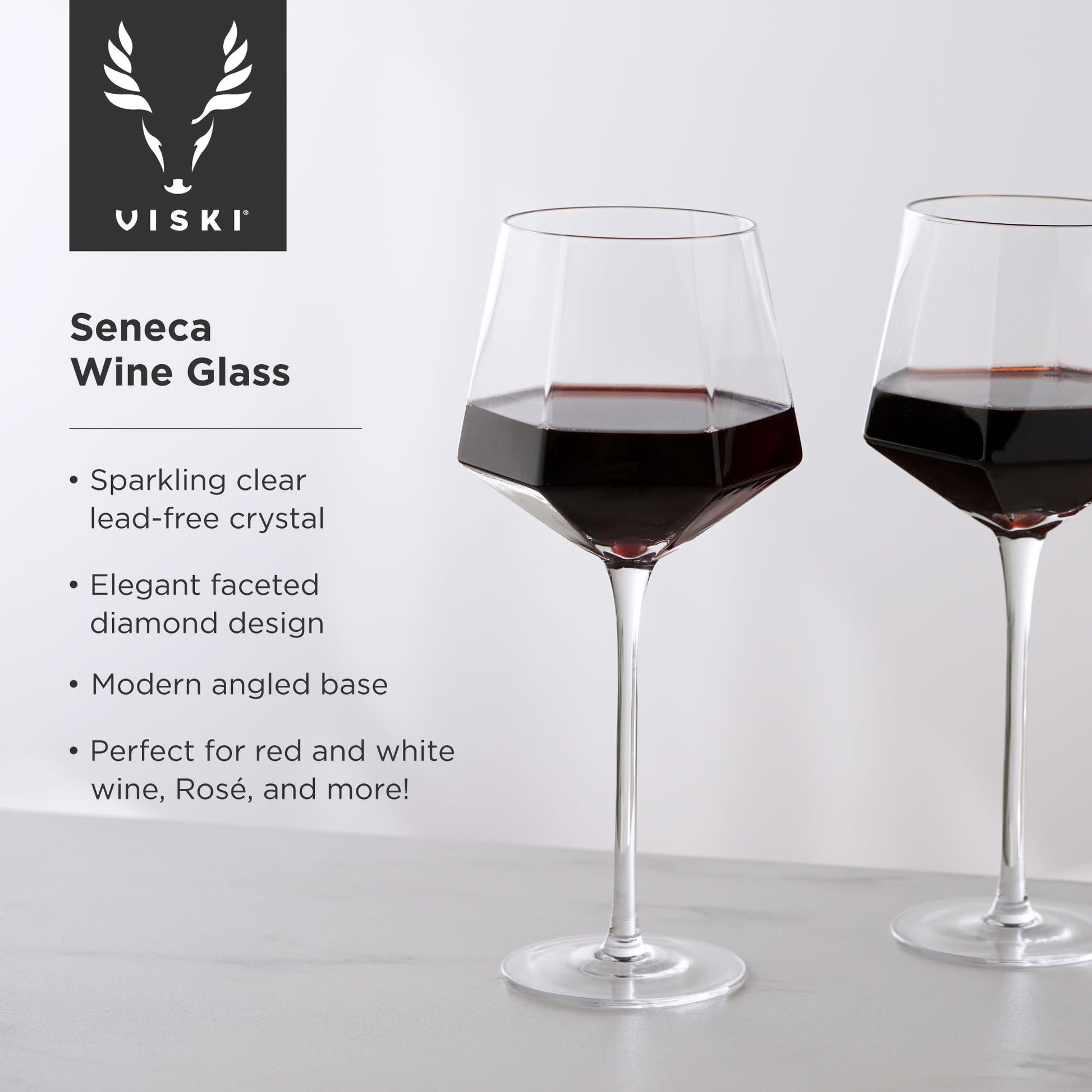 Seneca Crystal Wine Glasses by Viski, Set of 2 | Barsonist