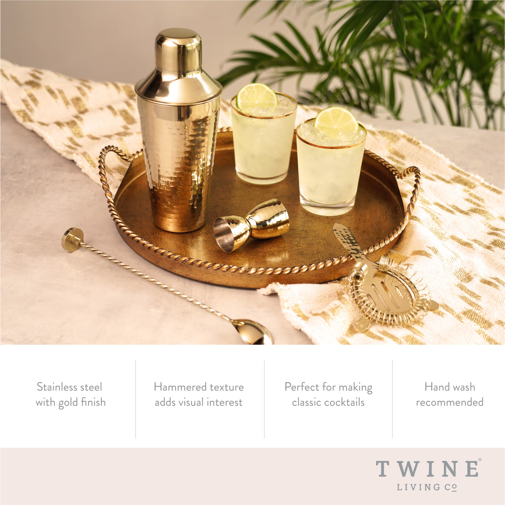 Gold Hammered Barware Set Twine®