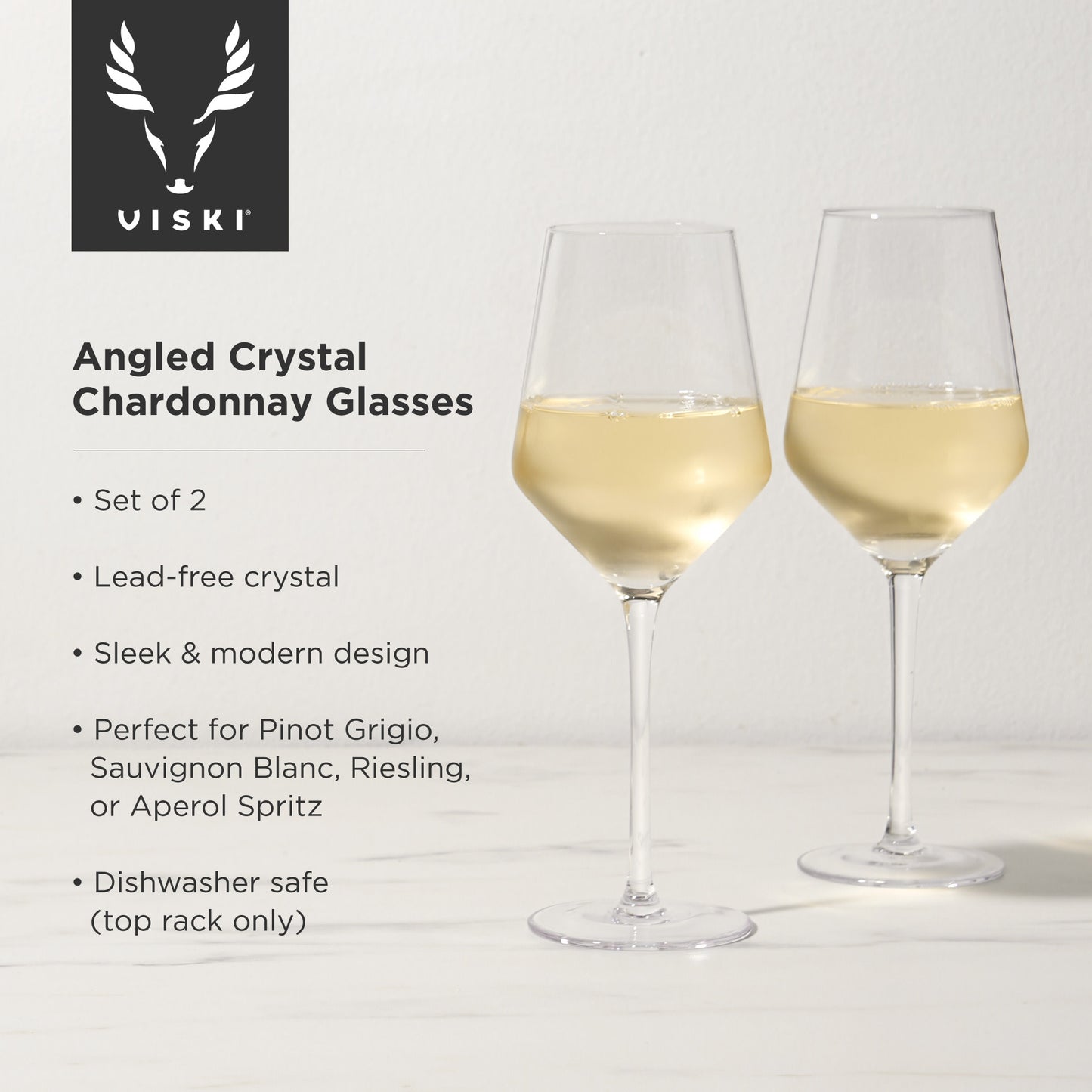 Raye Crystal Angled Chardonnay Glasses Viski® (Set of 2)