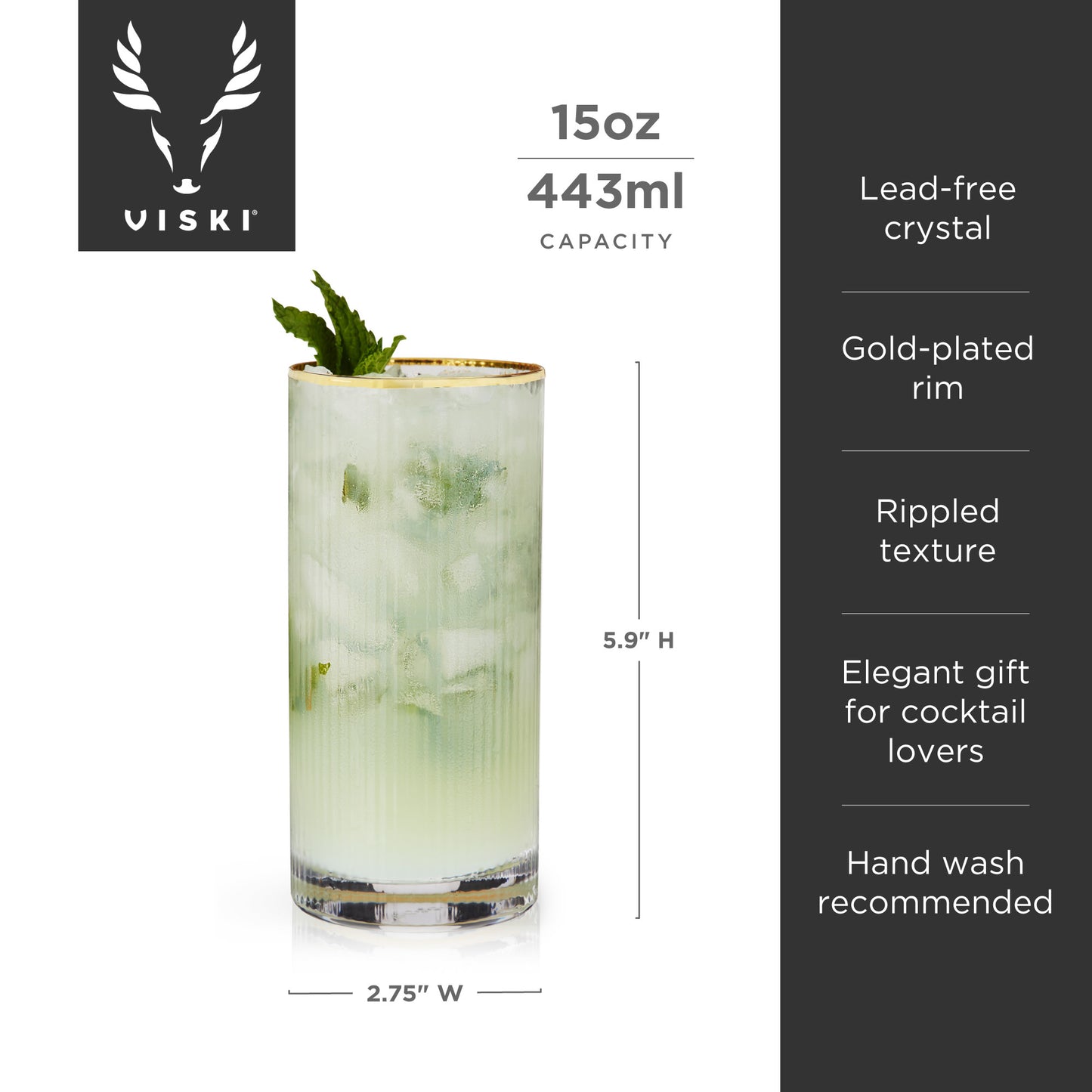 Meridian Crystal Highball Glasses Viski® (Set of 2)