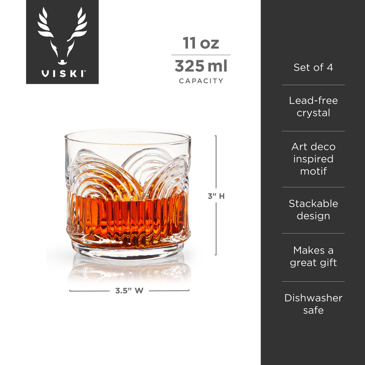 Deco Beau Crystal Lowball Tumblers Viski® (Set of 4)