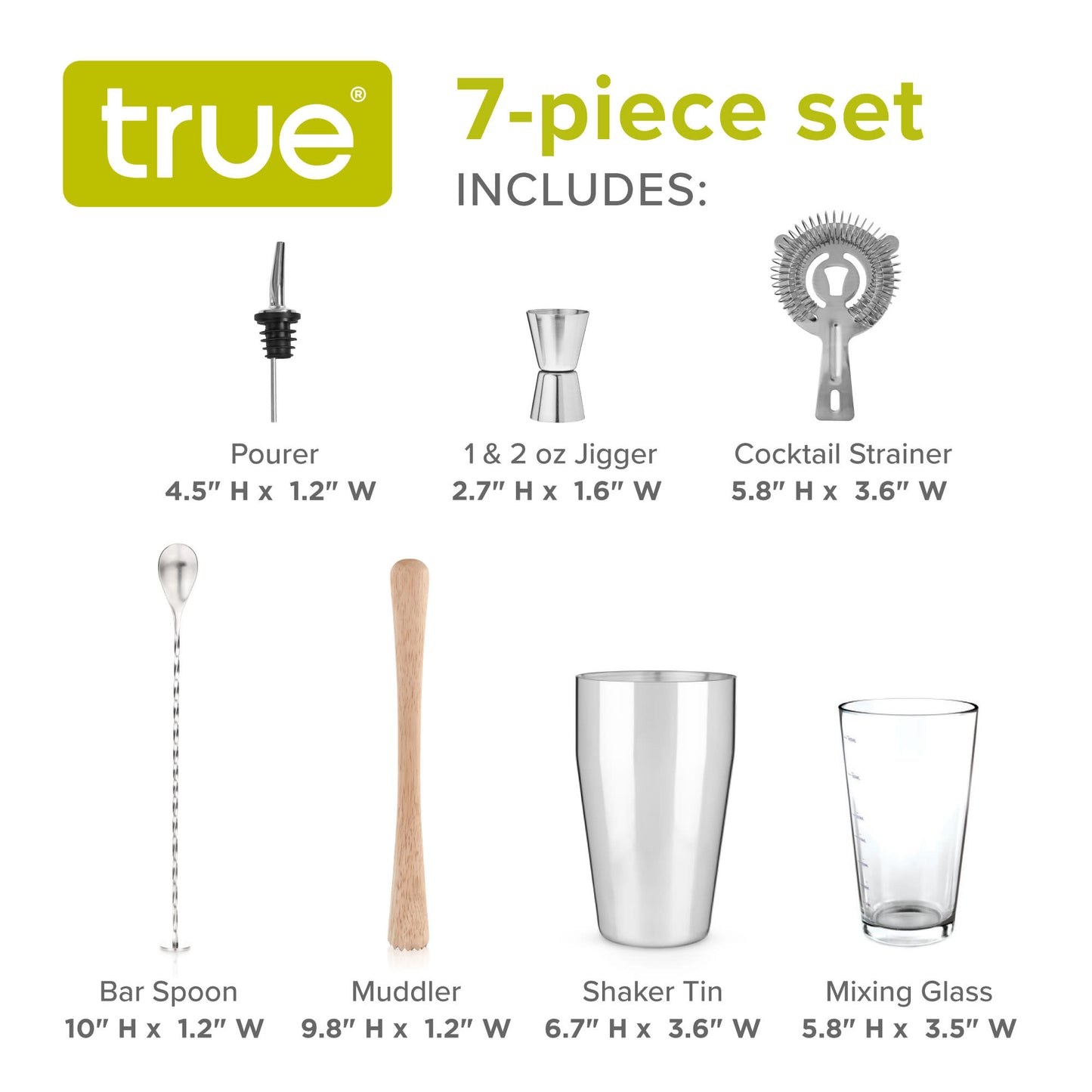 7 Piece Barware Set by True | Barsonist