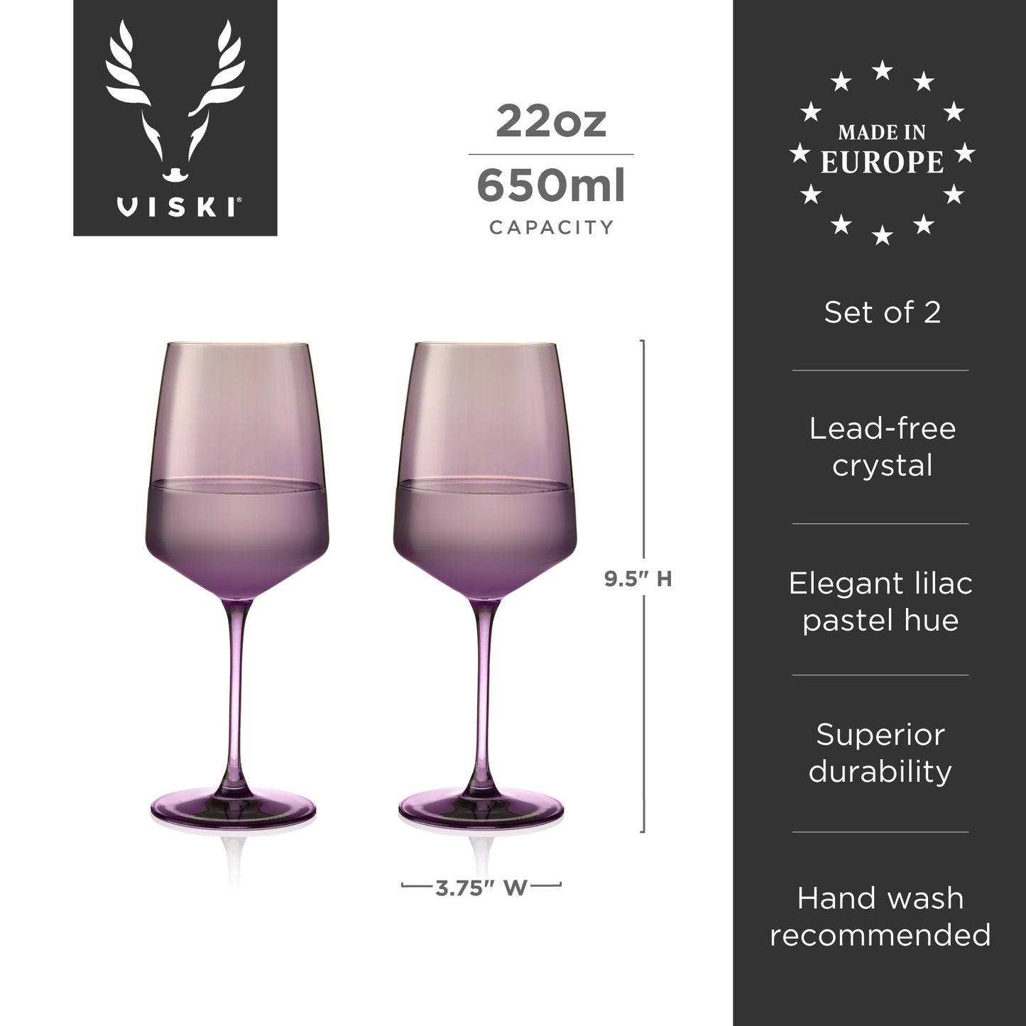 Reserve Nouveau Violet Wine Glasses by Viski, Set of 2 | Barsonist