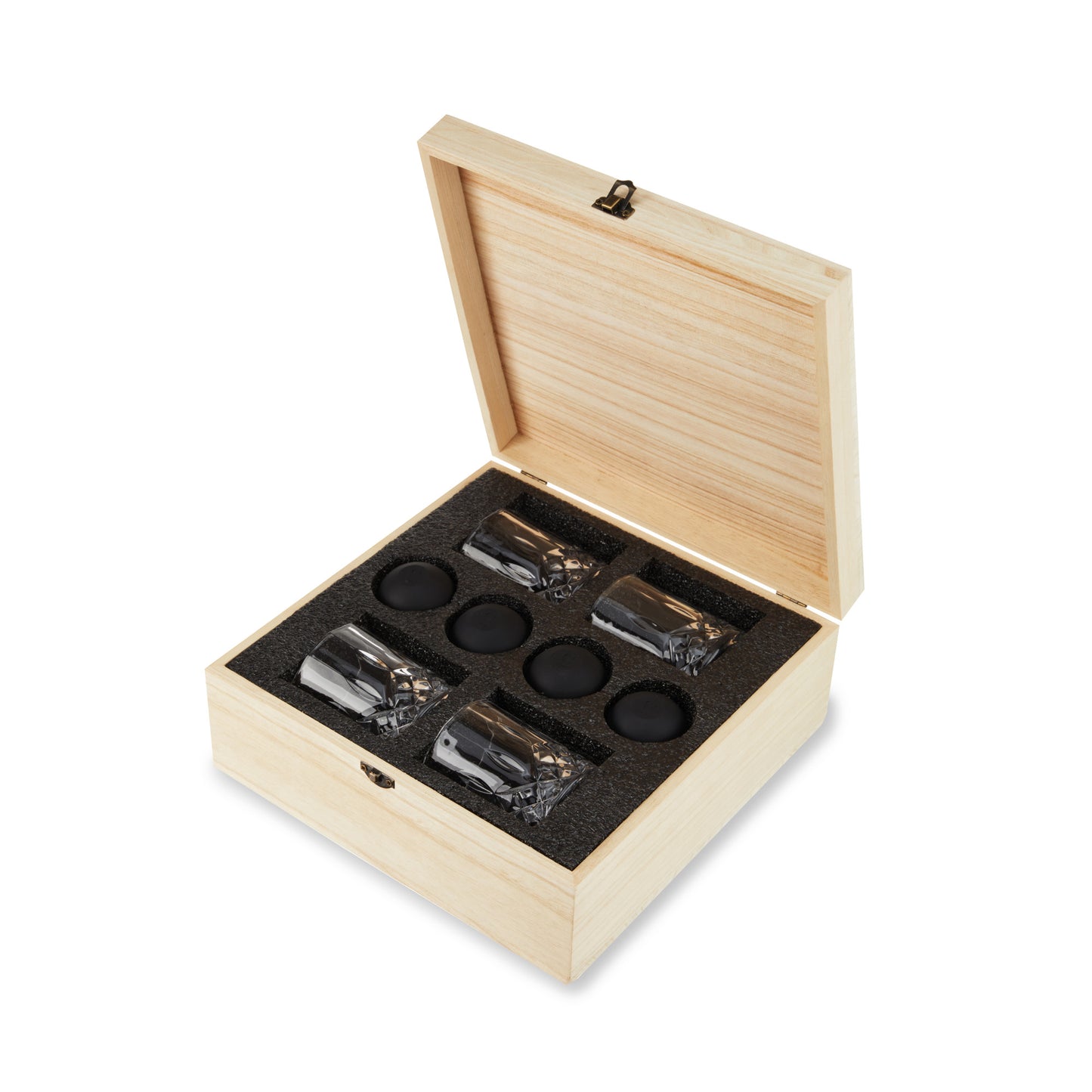 Crystal Liquor Glass, Ice Sphere Wood Box Viski® (Set of 8)