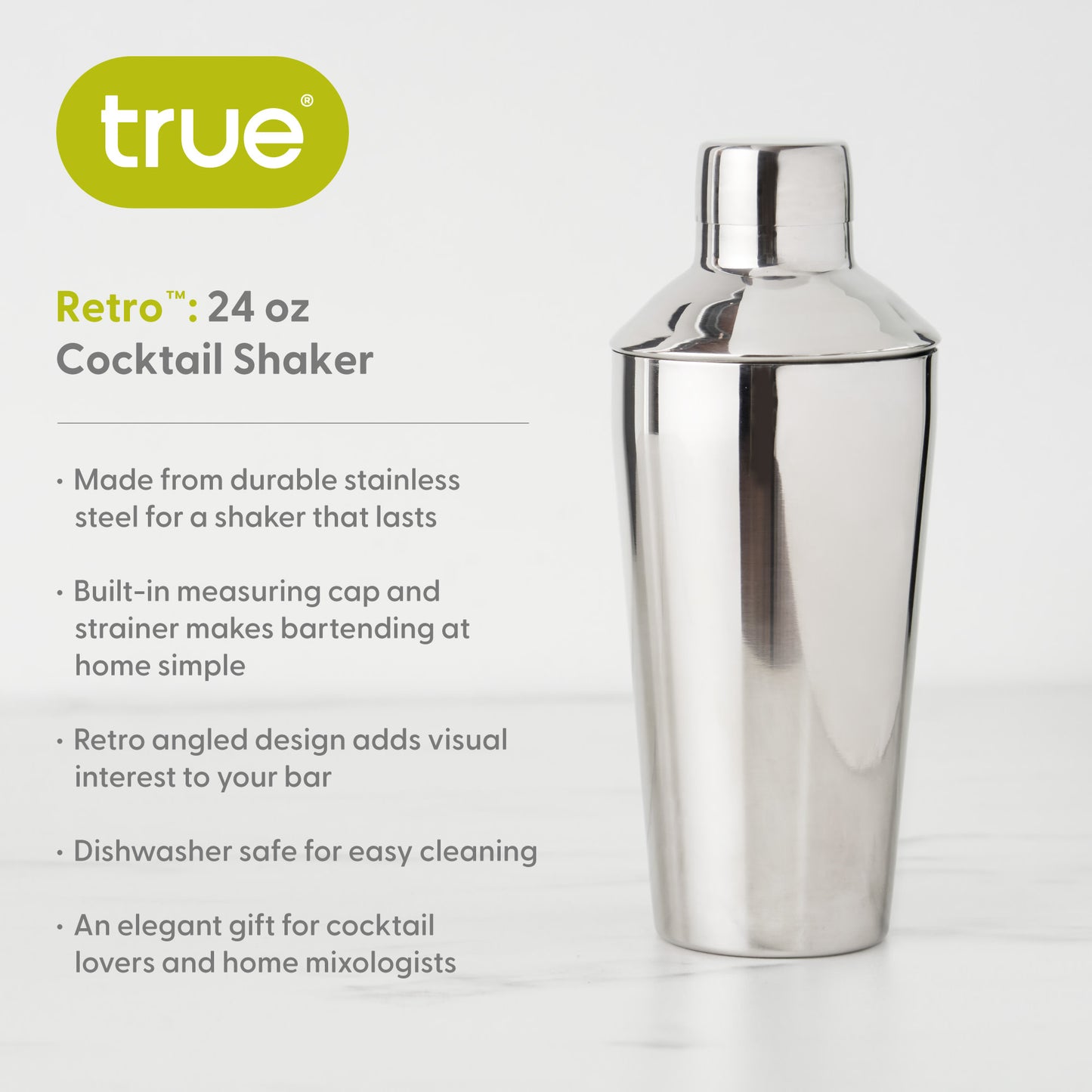 Retro 24 Oz Stainless Steel Cocktail Shaker True