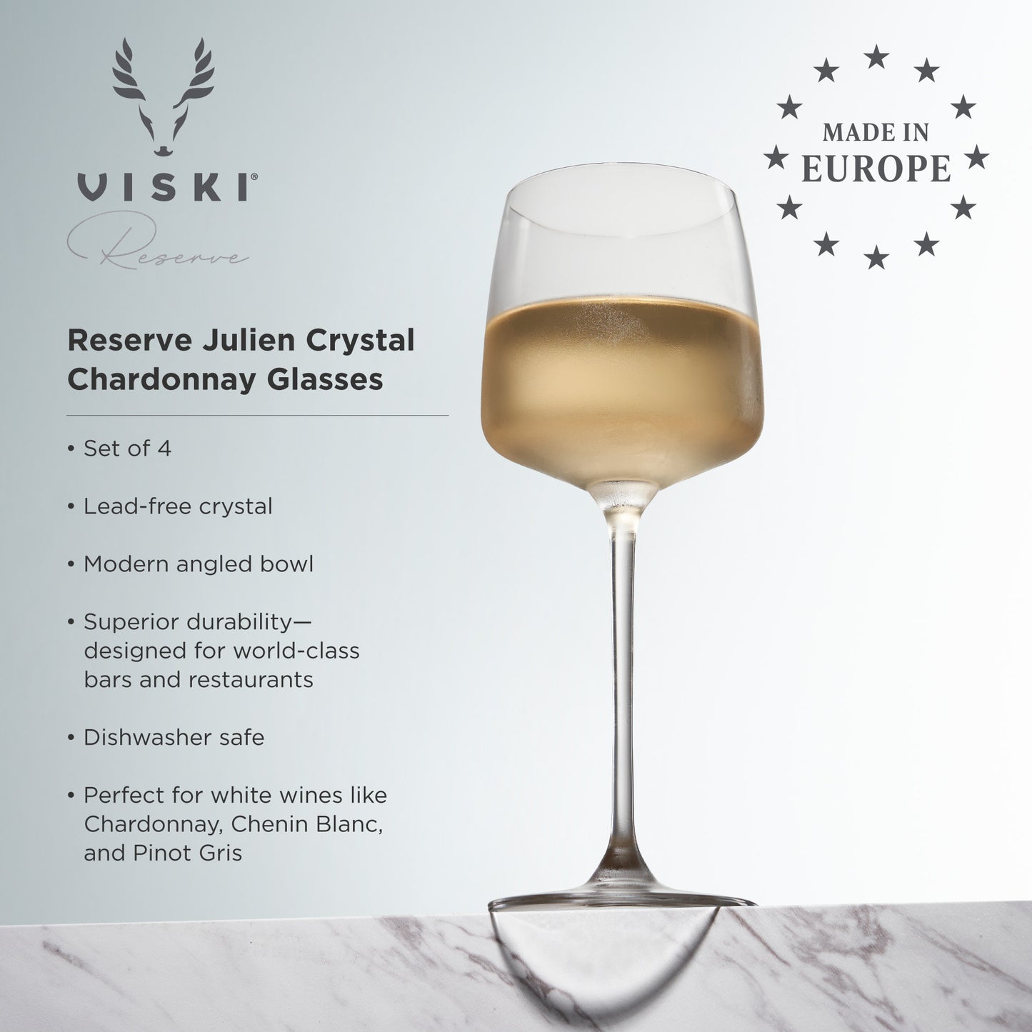 Reserve Julien Crystal Chardonnay Glasses Viski® (Set of 4)
