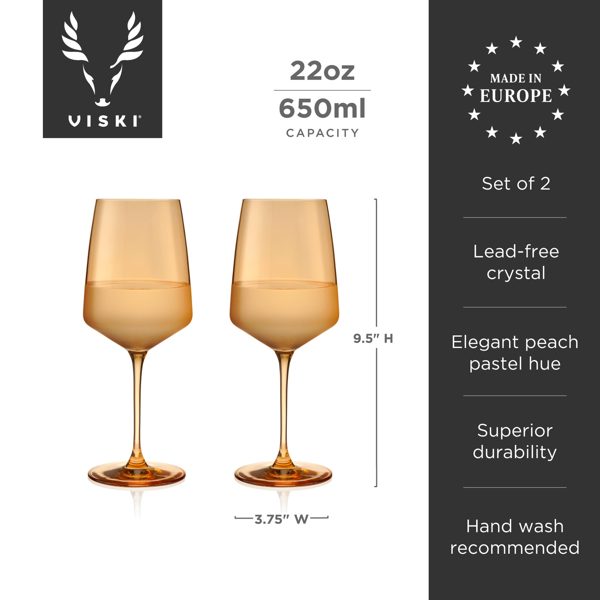 Reserve Nouveau Topaz Wine Glasses Viski® (Set of 2)