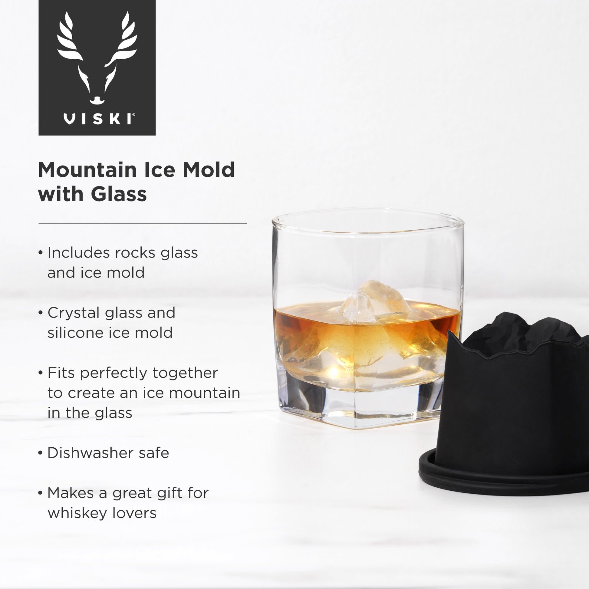 2 Piece Glacier Mountain Ice Mold Glass Set Viski®
