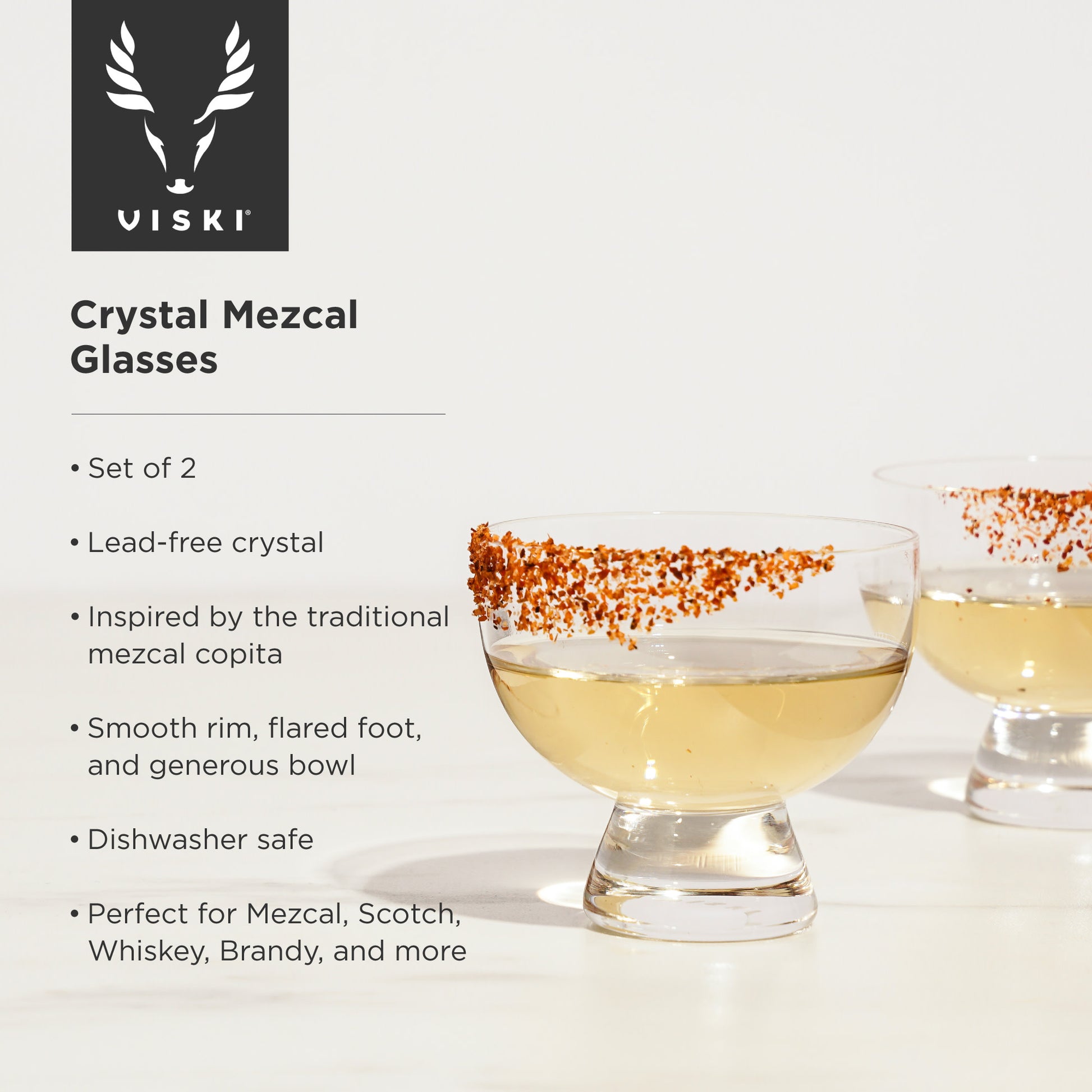 Raye Crystal Mezcal Glasses by Viski, Set of 2 | Barsonist