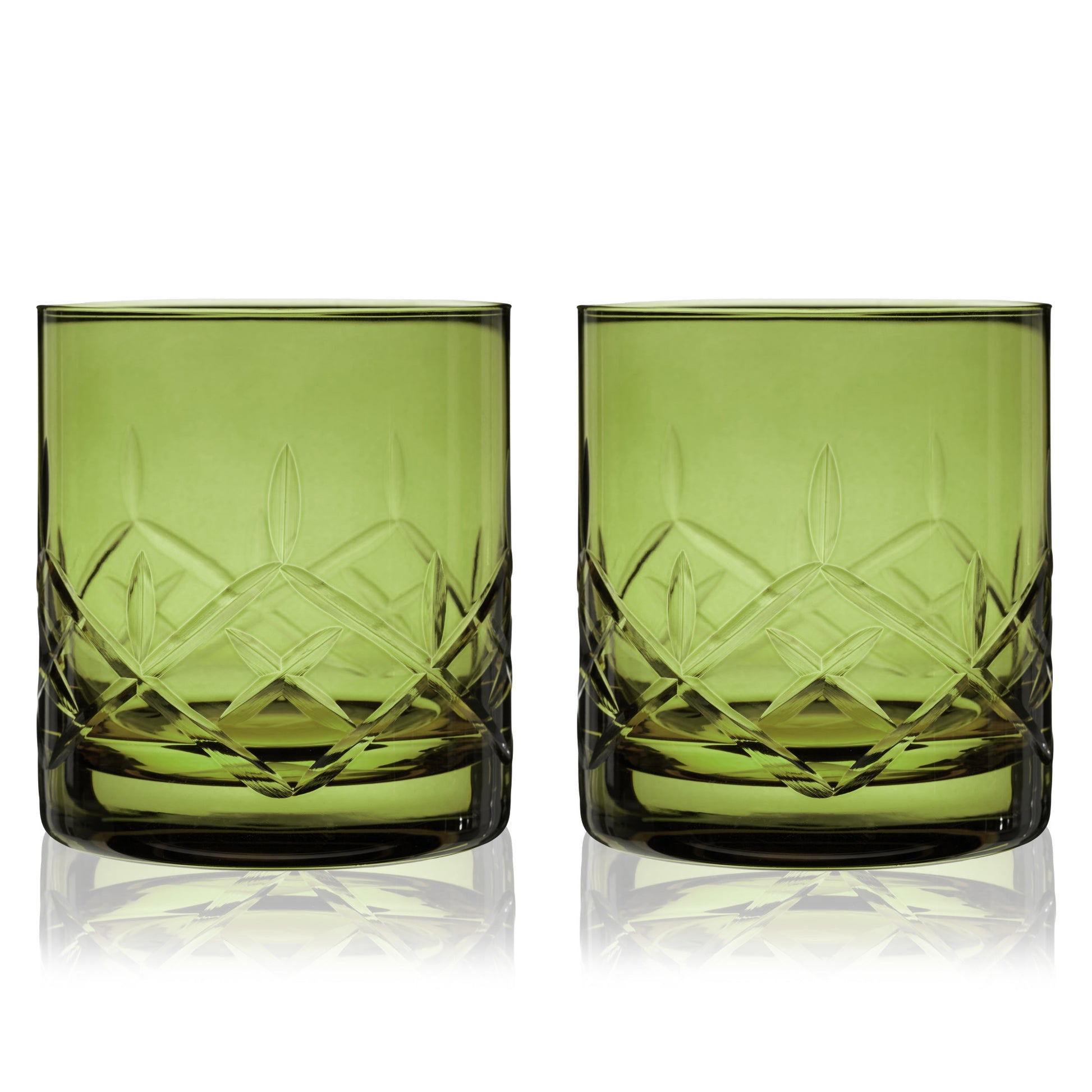 Admiral Cut Crystal Green Rocks Glasses by Viski, Set of 2 | Barsonist