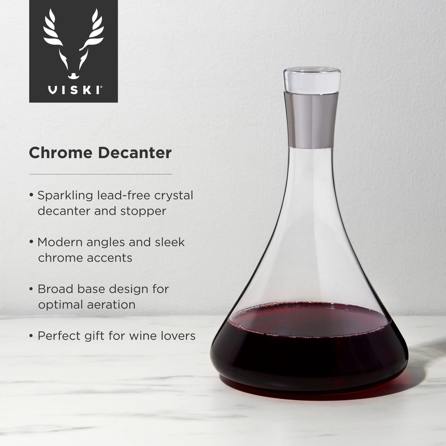 Irving 60 Oz Chrome-Rim Wine Decanter Viski®