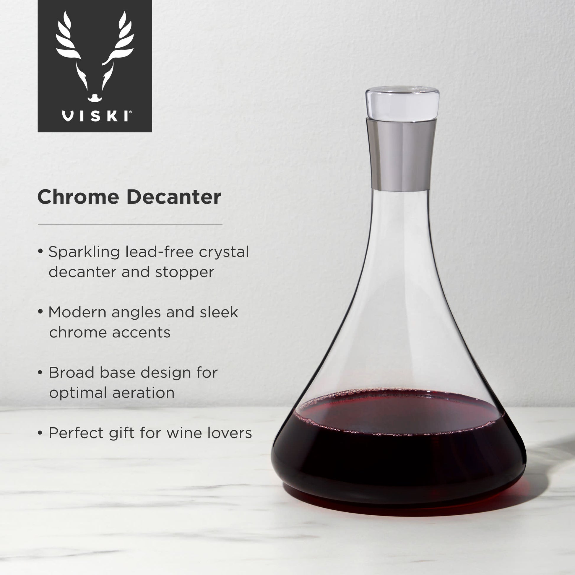 Irving 60 Oz Chrome-Rim Wine Decanter Viski®