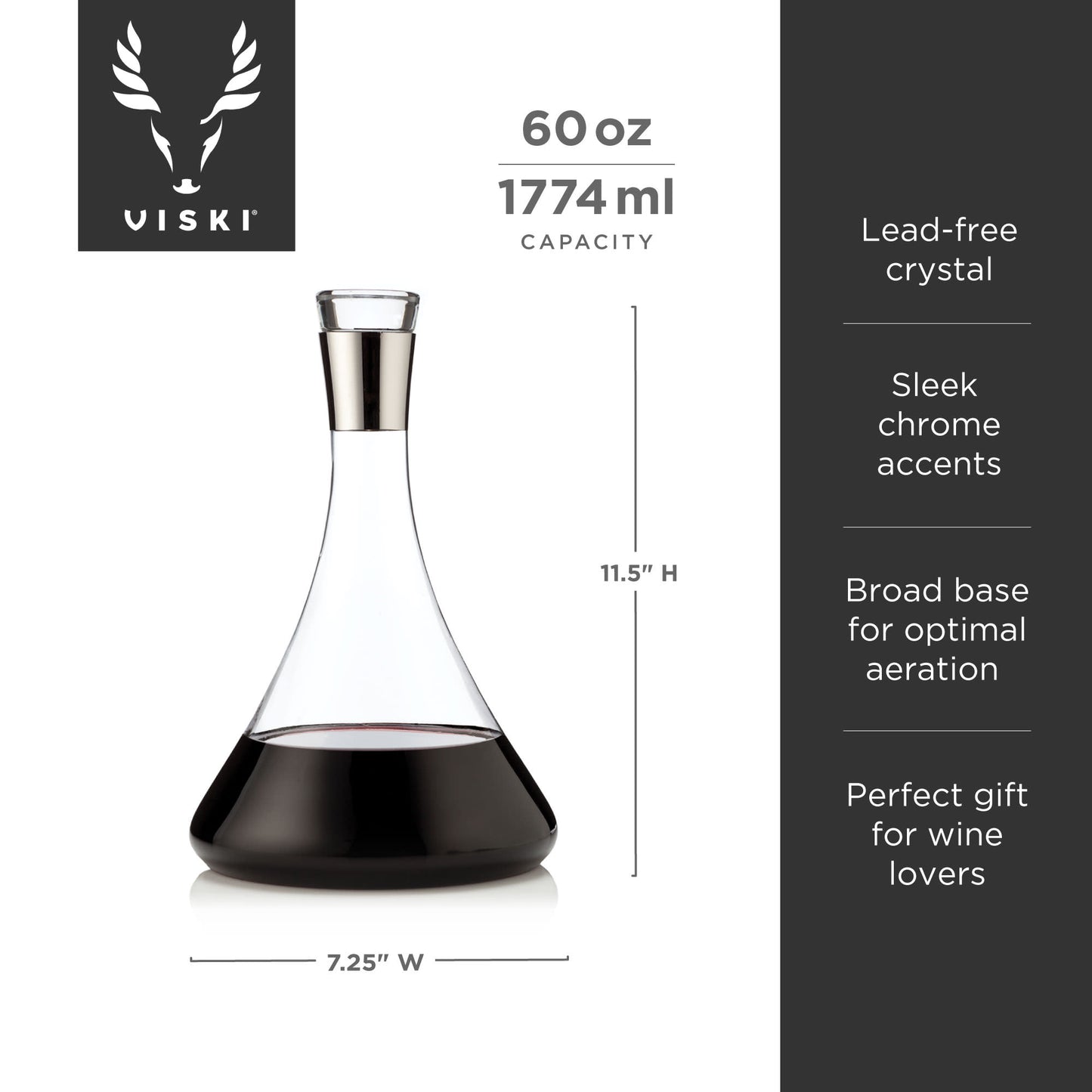 Irving 60 Oz Chrome-Rim Wine Decanter Viski®