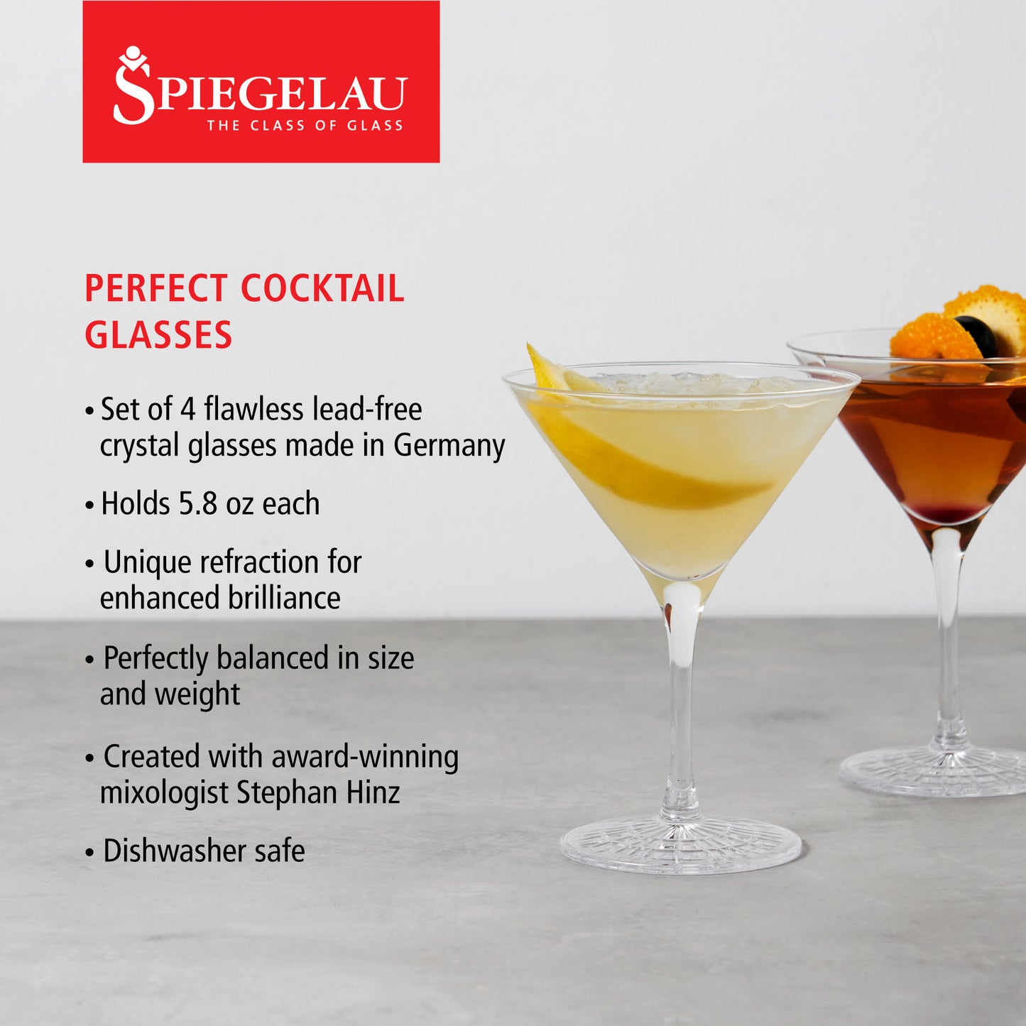 Spiegelau 5.8 Oz Perfect Cocktail Glasses (Set of 4)