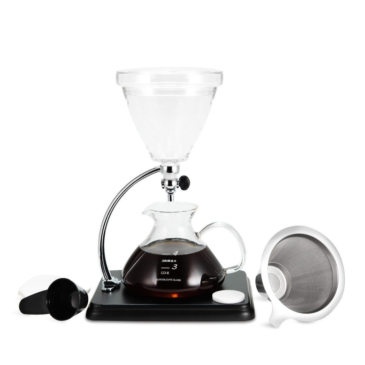 Yama Glass Silverton Brewer w/ Black Base & Silver Accents | Barsonist