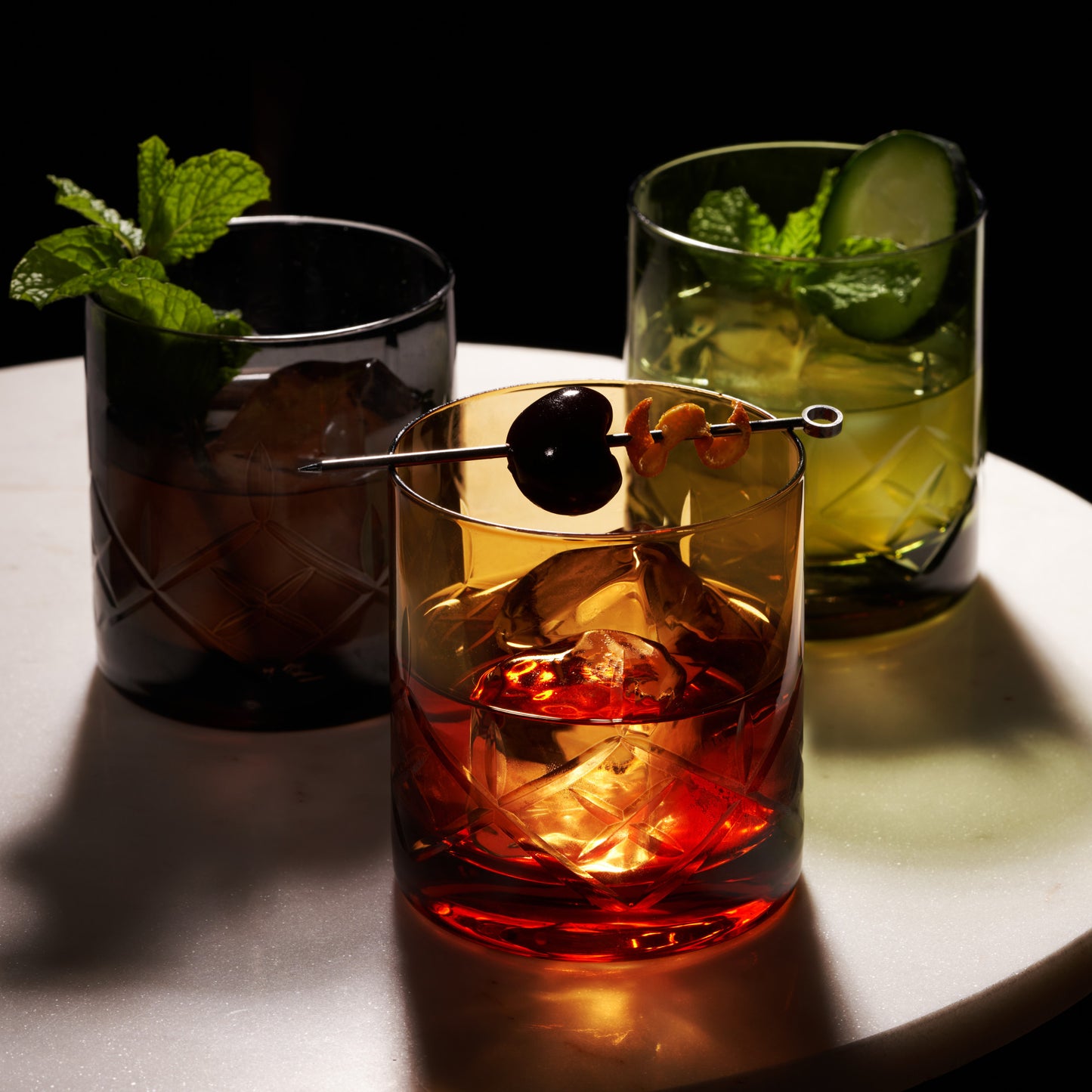 Admiral Cut Crystal Smoke Rocks Glasses Viski® (Set of 2)