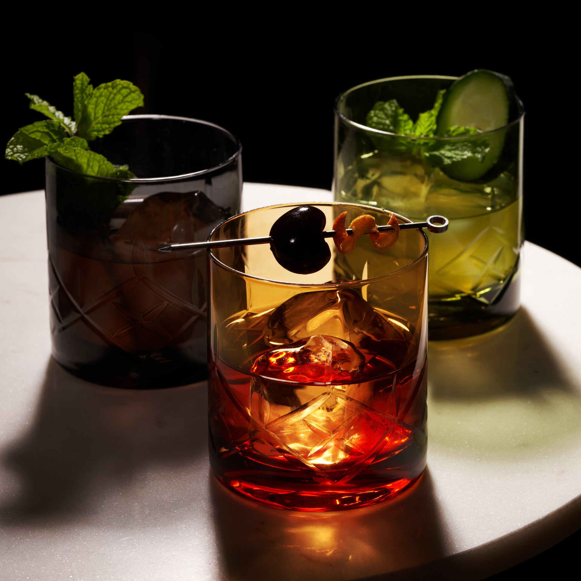 Admiral Cut Crystal Smoke Rocks Glasses Viski® (Set of 2)
