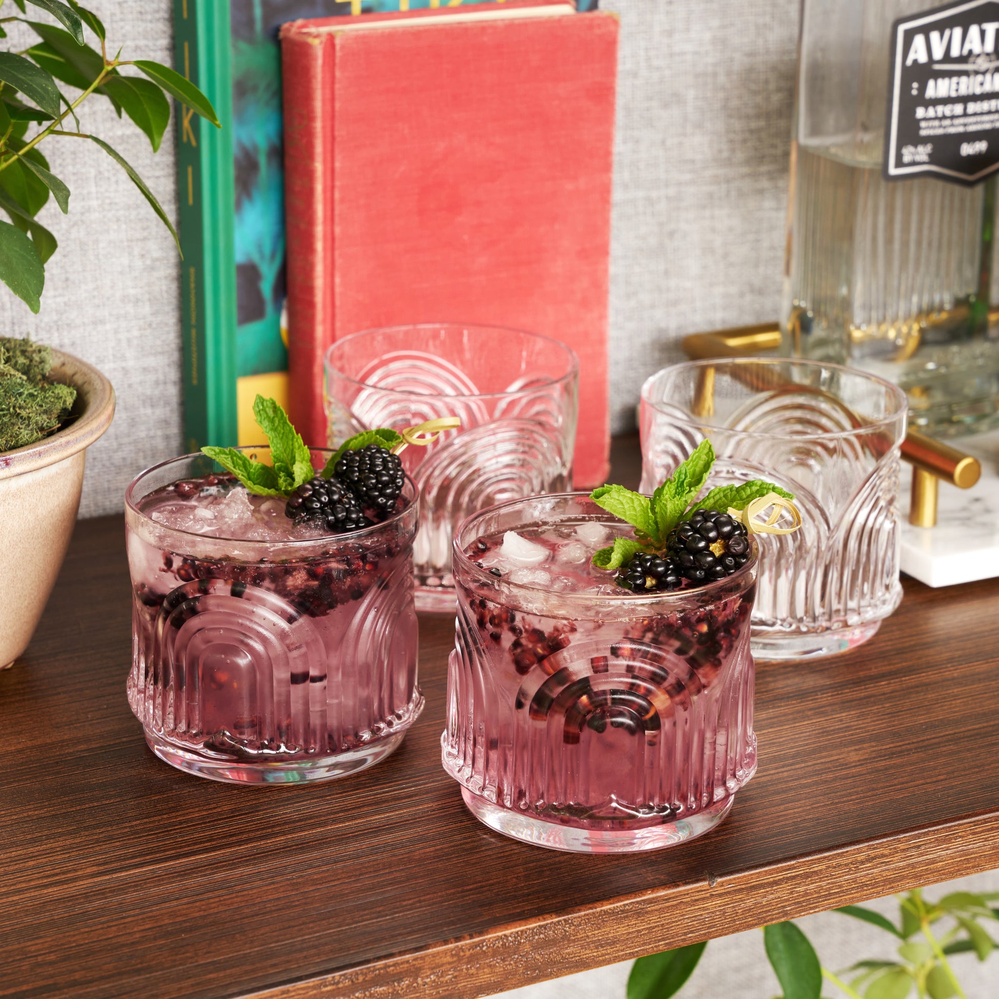 Deco Beau Crystal Lowball Tumblers Viski® (Set of 4)
