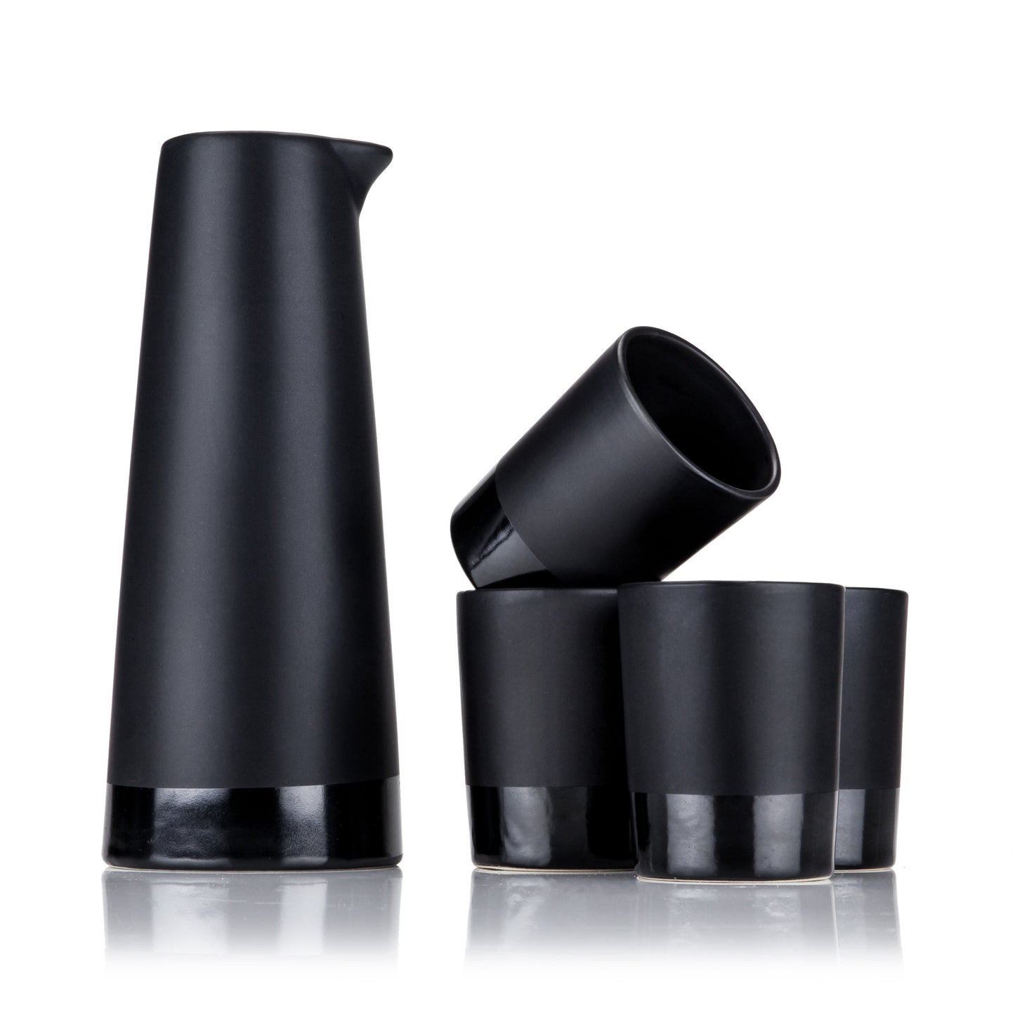 5 Piece Black Stoneware Sake Set Viski®